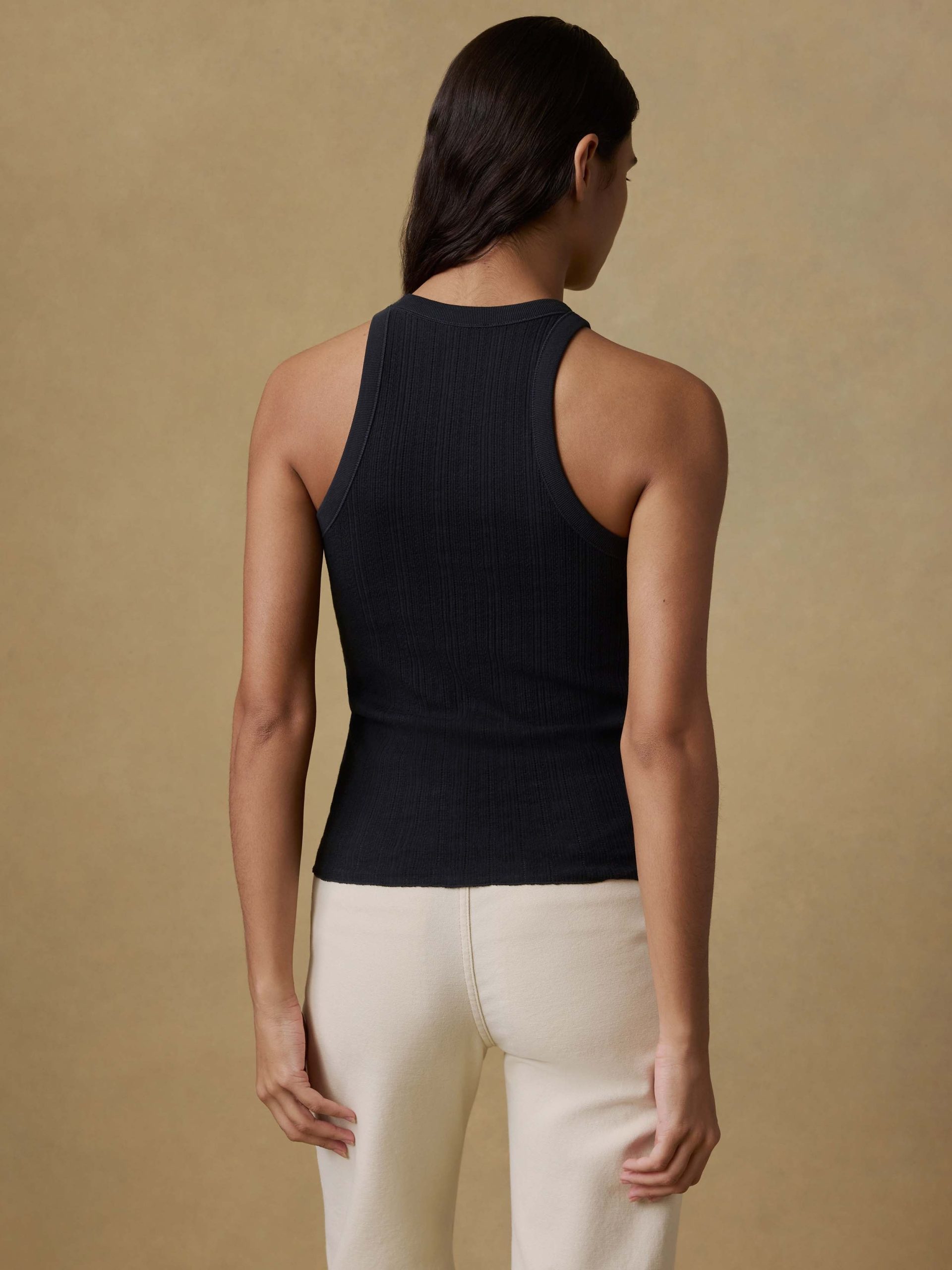 Paradise Pointelle Tank - Black - Image 3