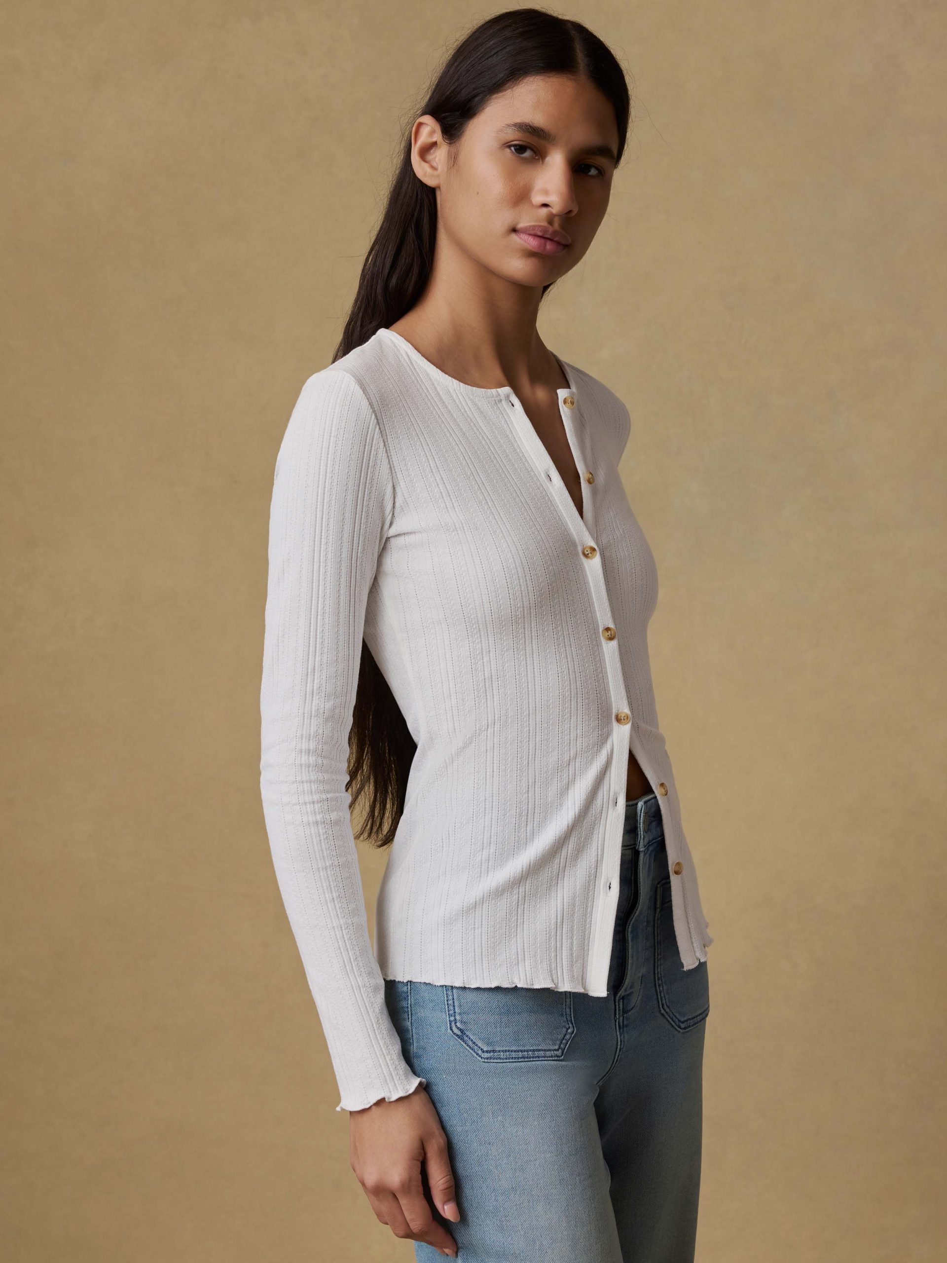 Paradise Pointelle Cardigan - White - Image 4