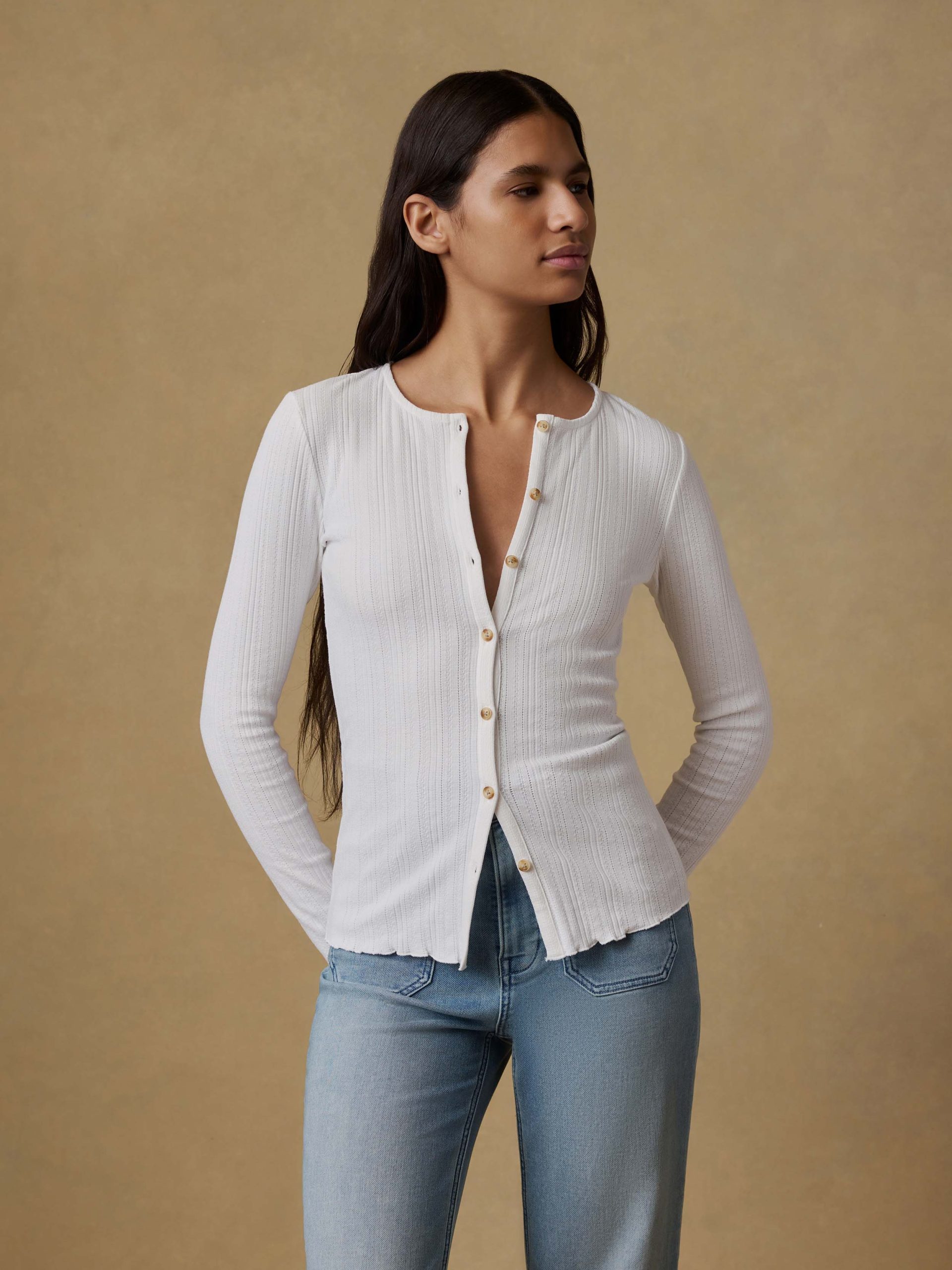 Paradise Pointelle Cardigan - White - Image 3
