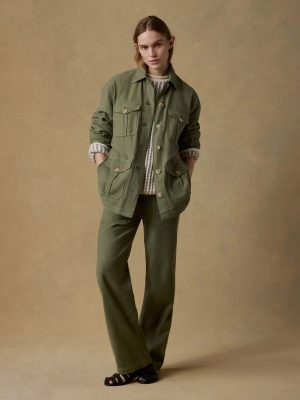 Soft Stretch Twill Safari Jacket - Moss