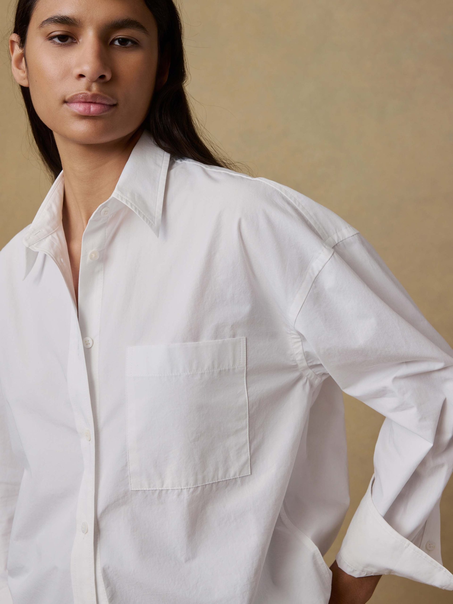 Coastal Poplin Relaxed Shirt - White - Image 3