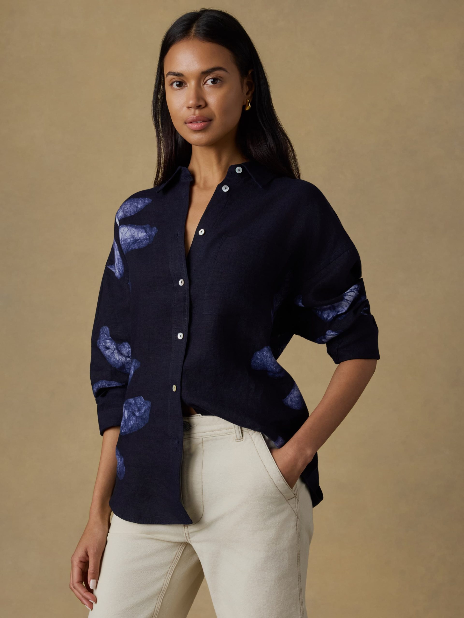 Mia Relaxed Shirt - Midnight Batik Floral - Image 2