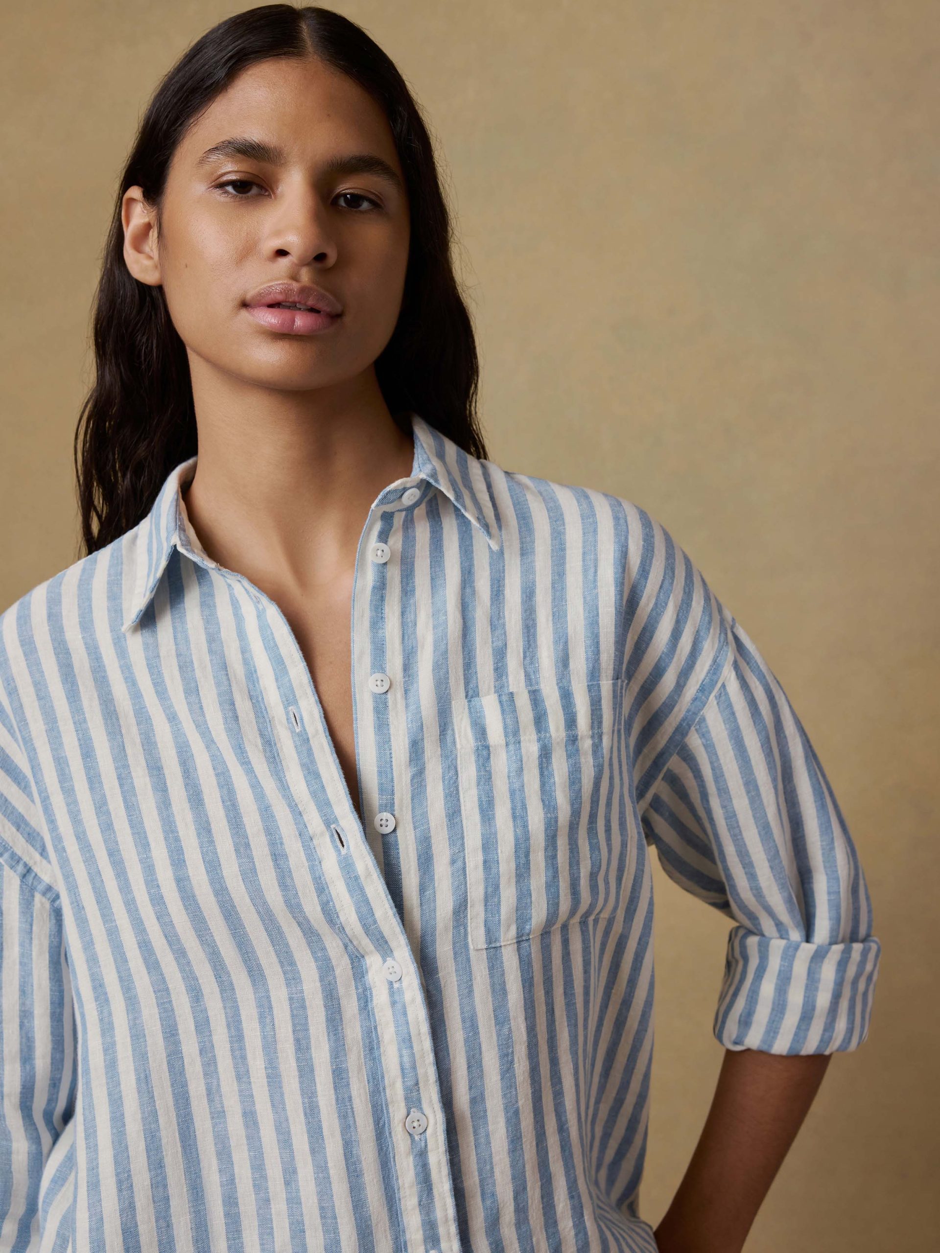 Laguna Linen Relaxed Shirt - Ocean Lucy Stripe - Image 3