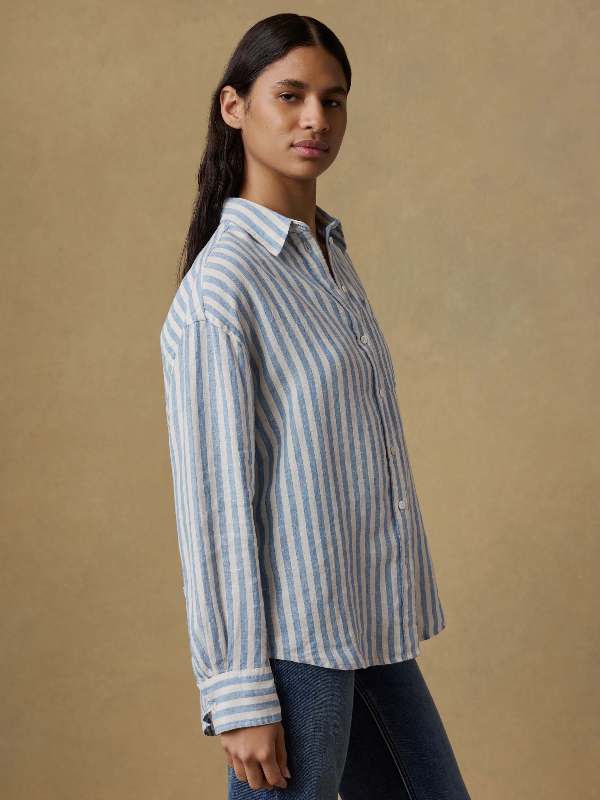 Laguna Linen Relaxed Shirt - Ocean Lucy Stripe - Image 4