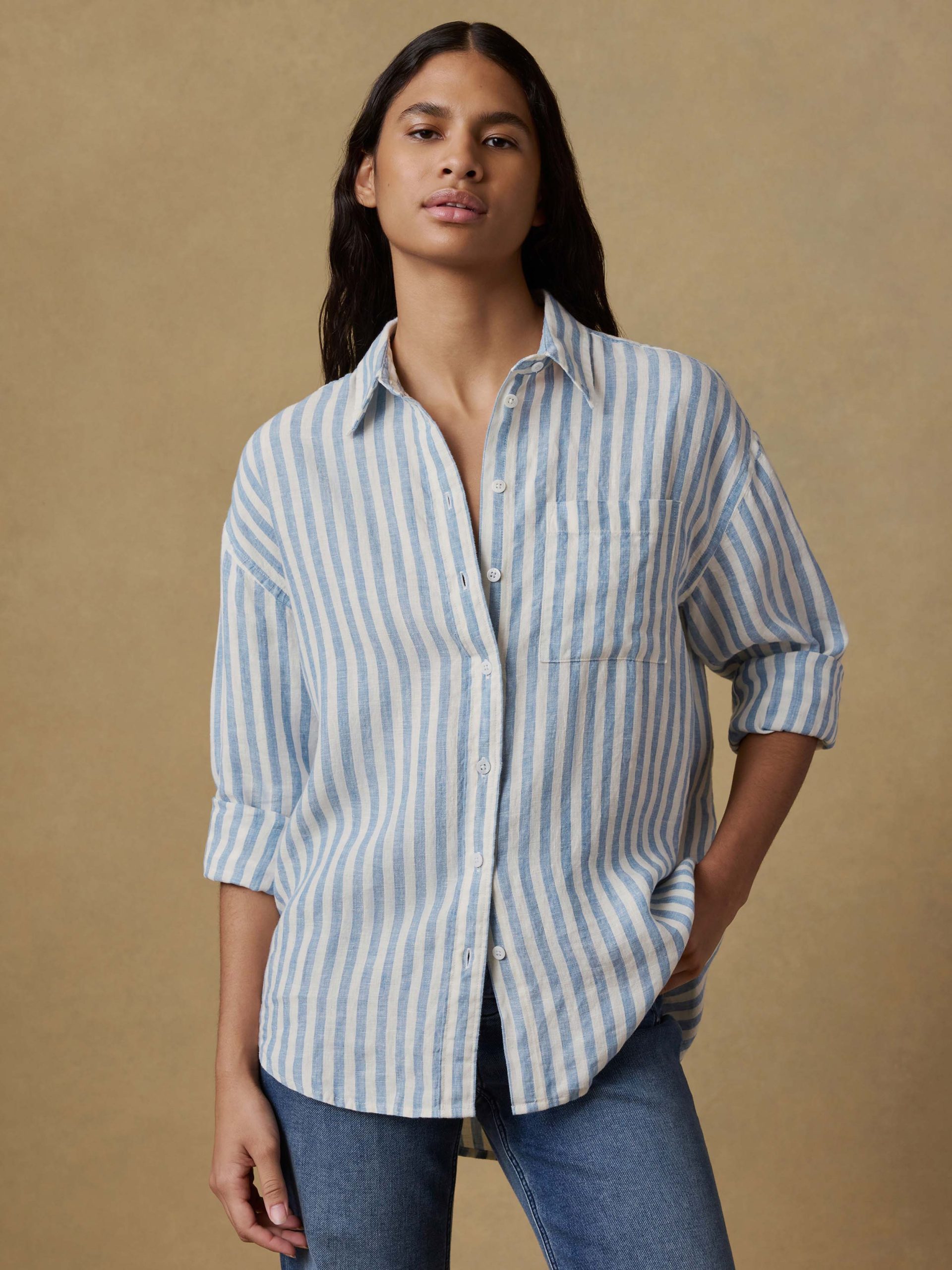Laguna Linen Relaxed Shirt - Ocean Lucy Stripe - Image 2