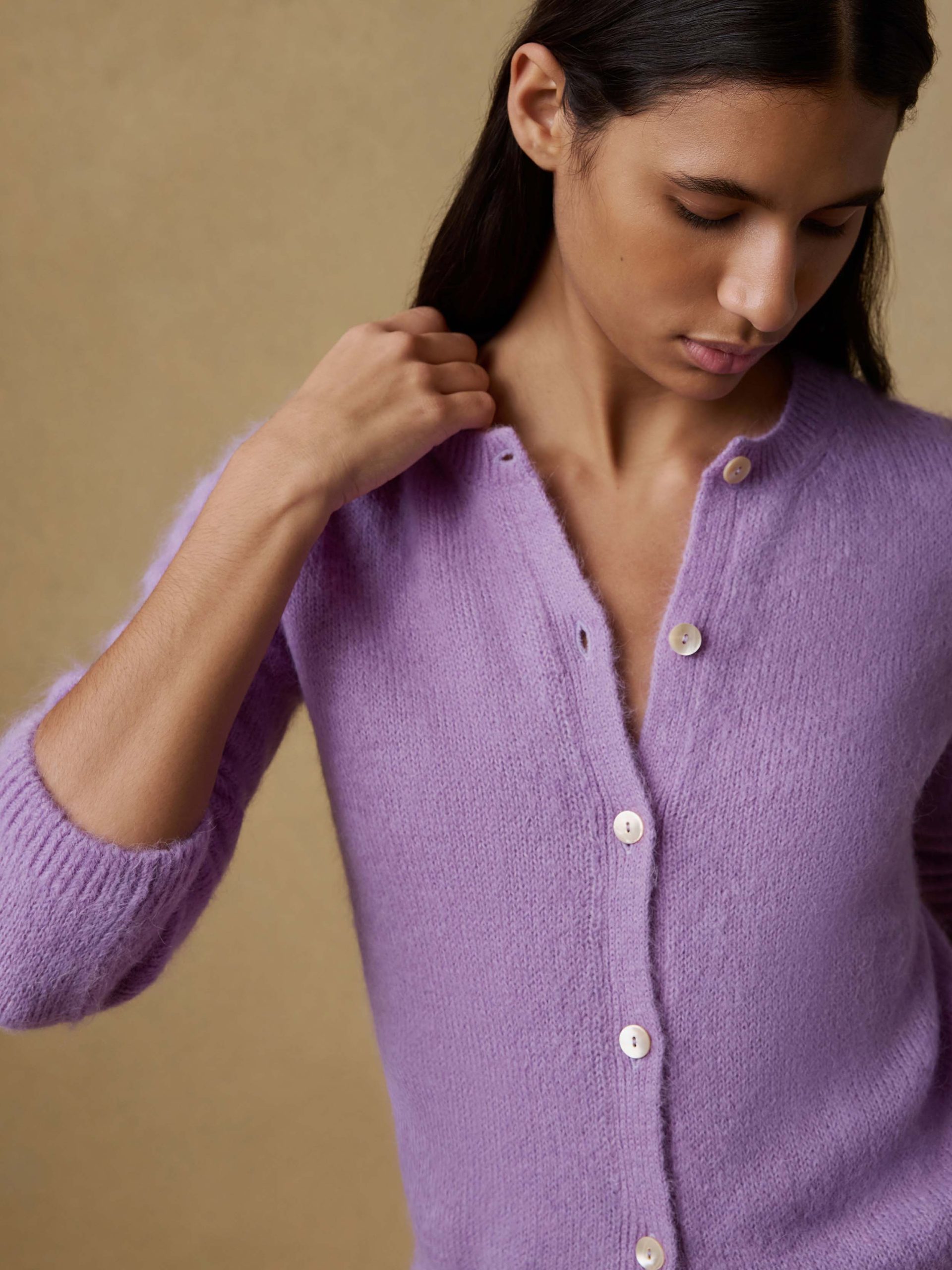 Après Alpaca Long-Sleeve Cardigan - Lilac - Image 4