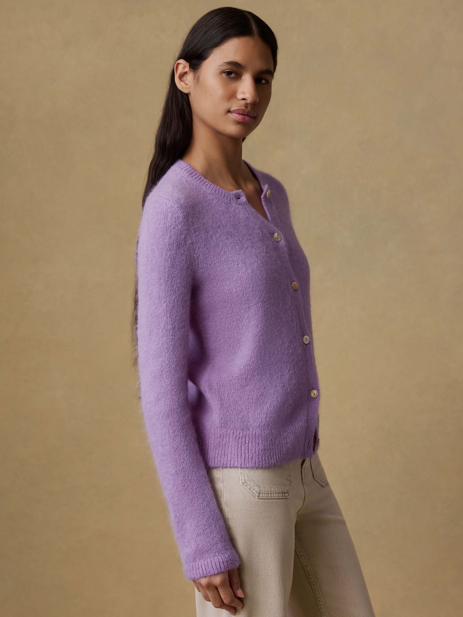 Après Alpaca Long-Sleeve Cardigan - Lilac - Image 2