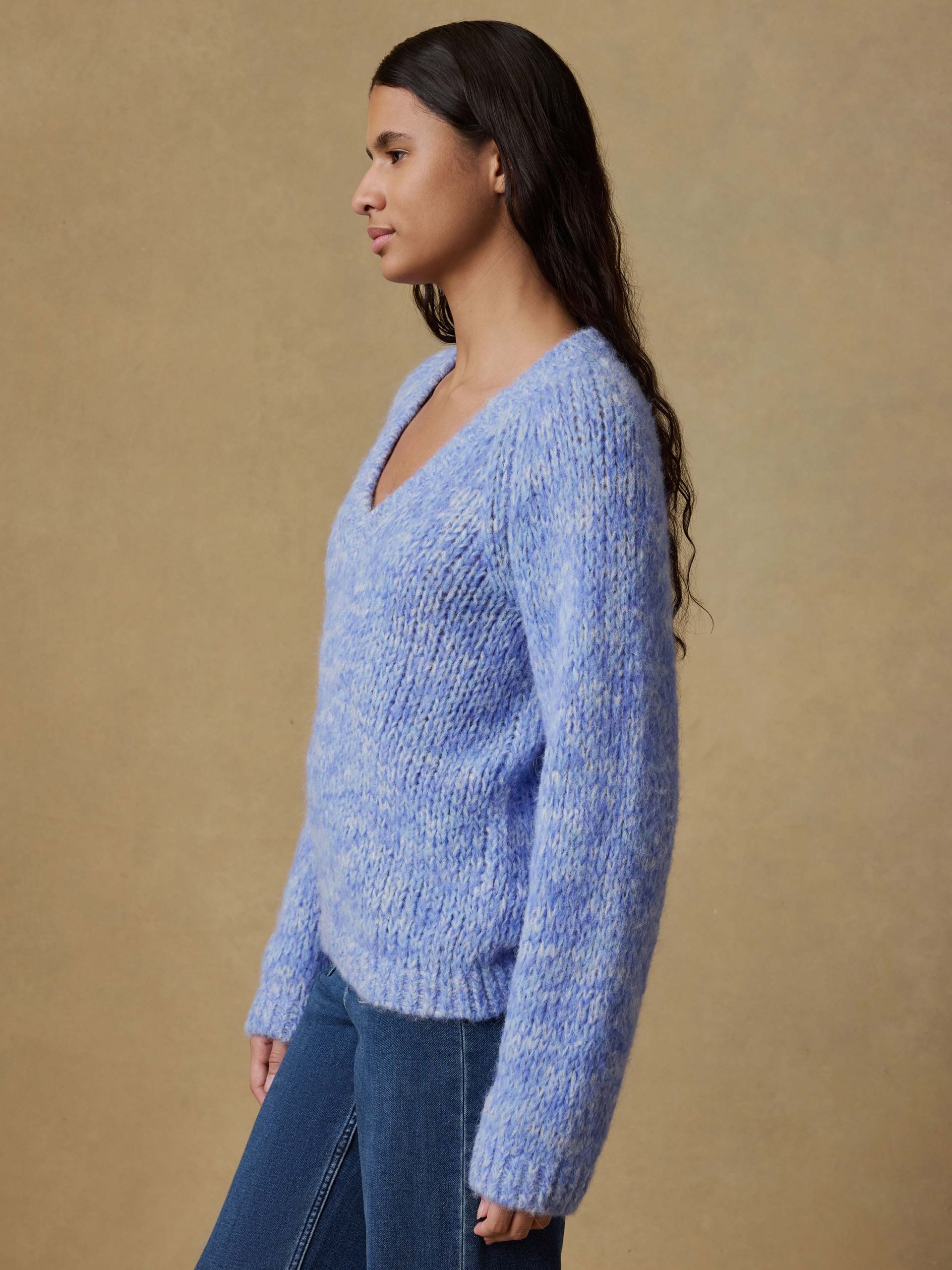 Après Alpaca V-Neck Pullover - Saltwater Blue - Image 3