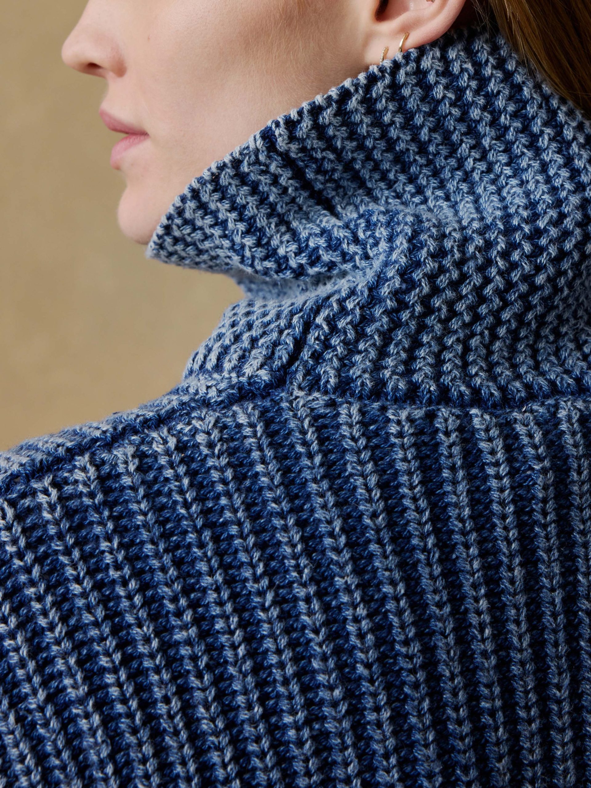 Sunwashed Cotton Oversized Turtleneck Sweater - Windcliff Indigo Wash - Image 6