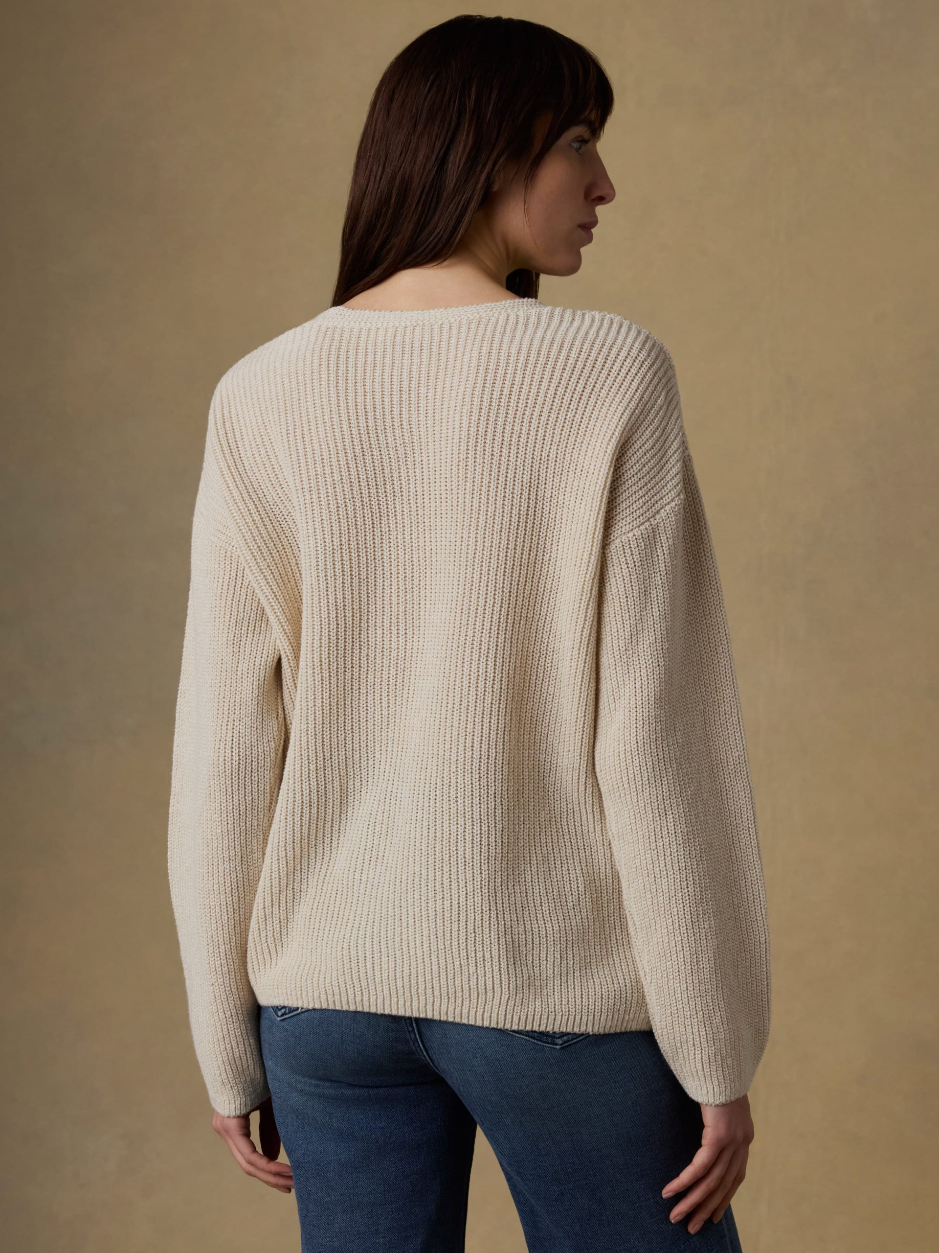 Miramar Linen Deep V-Neck Sweater - Summer Sand - Image 3