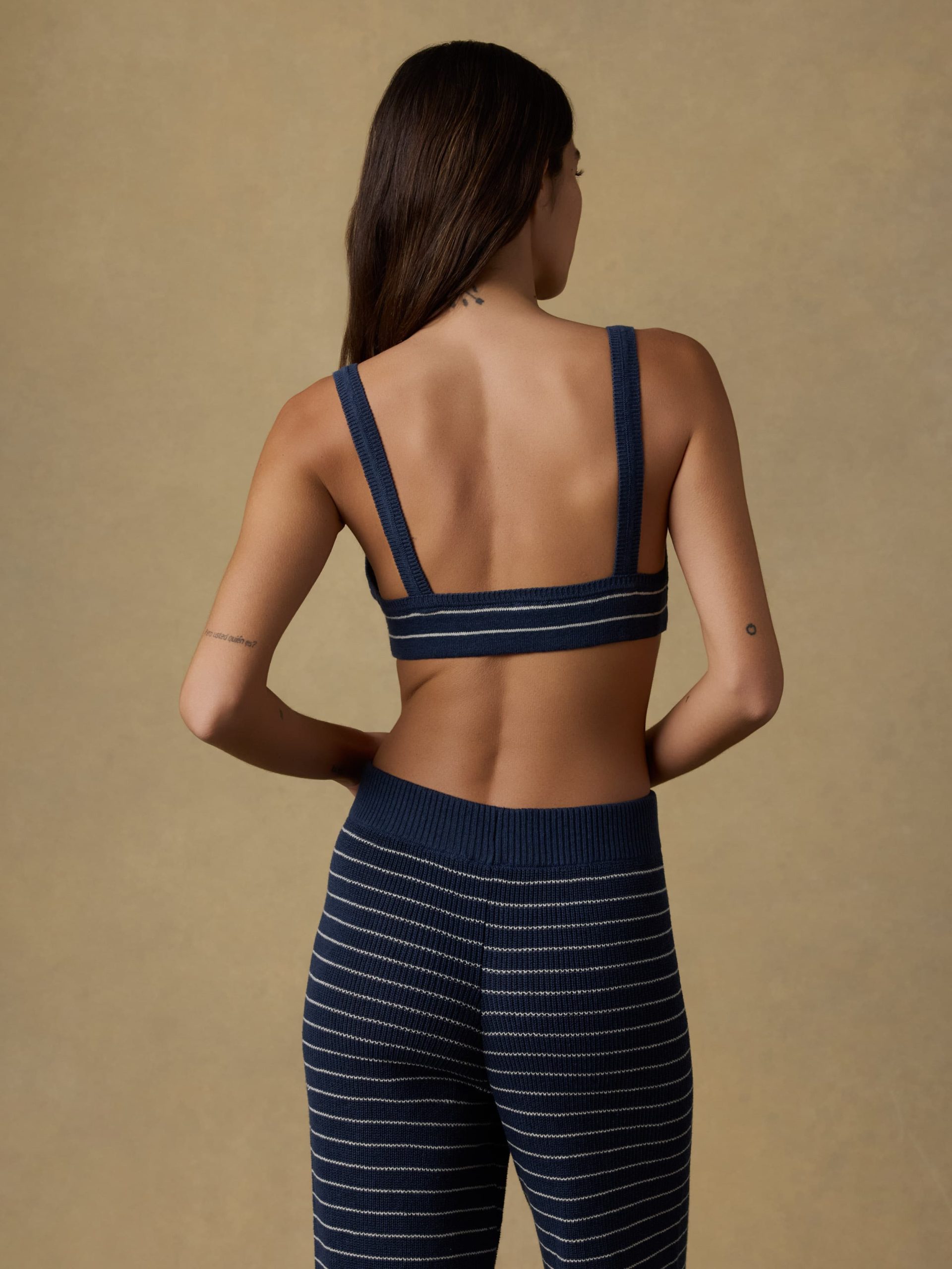 Miramar Linen Sweater Bralette - Navy Stripe - Image 3