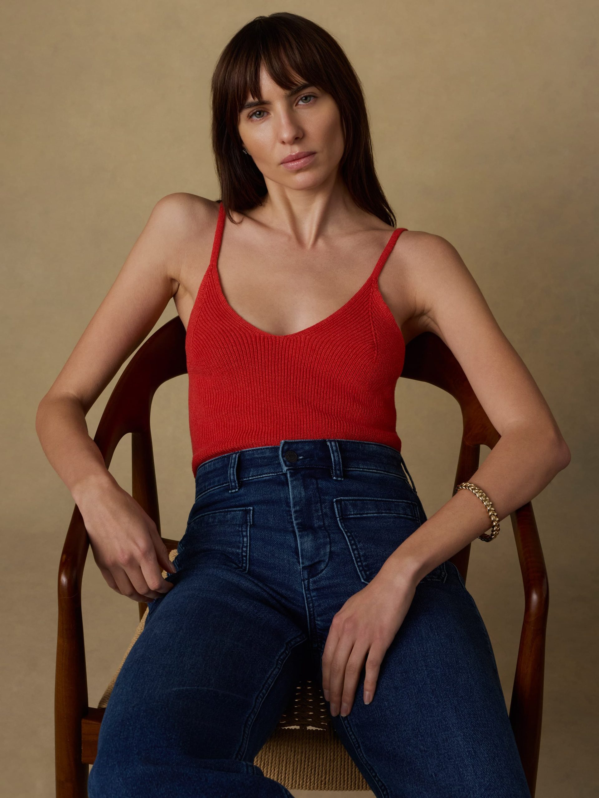 Miramar Linen Sweater Cami - Poppy Red - Image 2