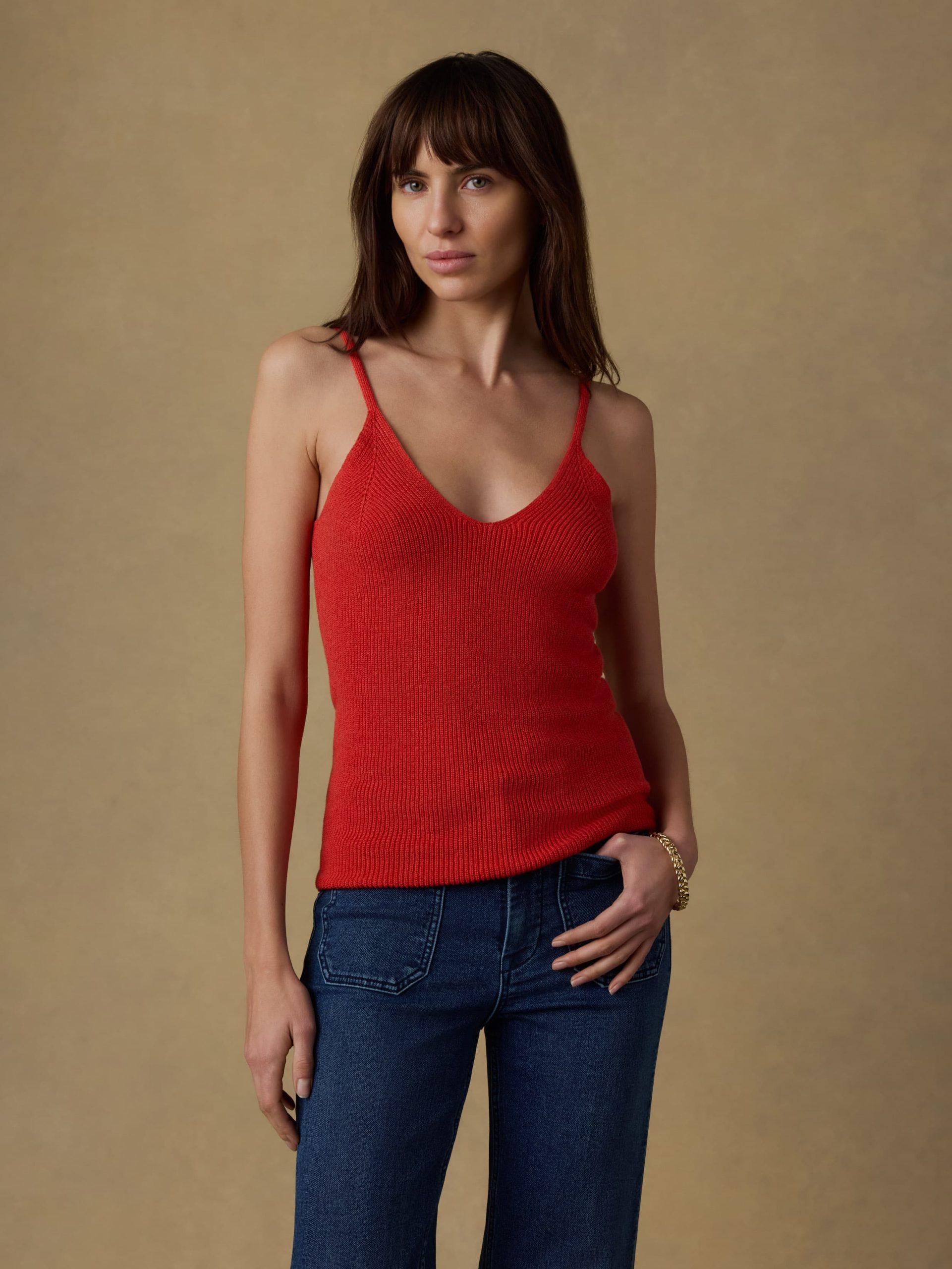Miramar Linen Sweater Cami - Poppy Red