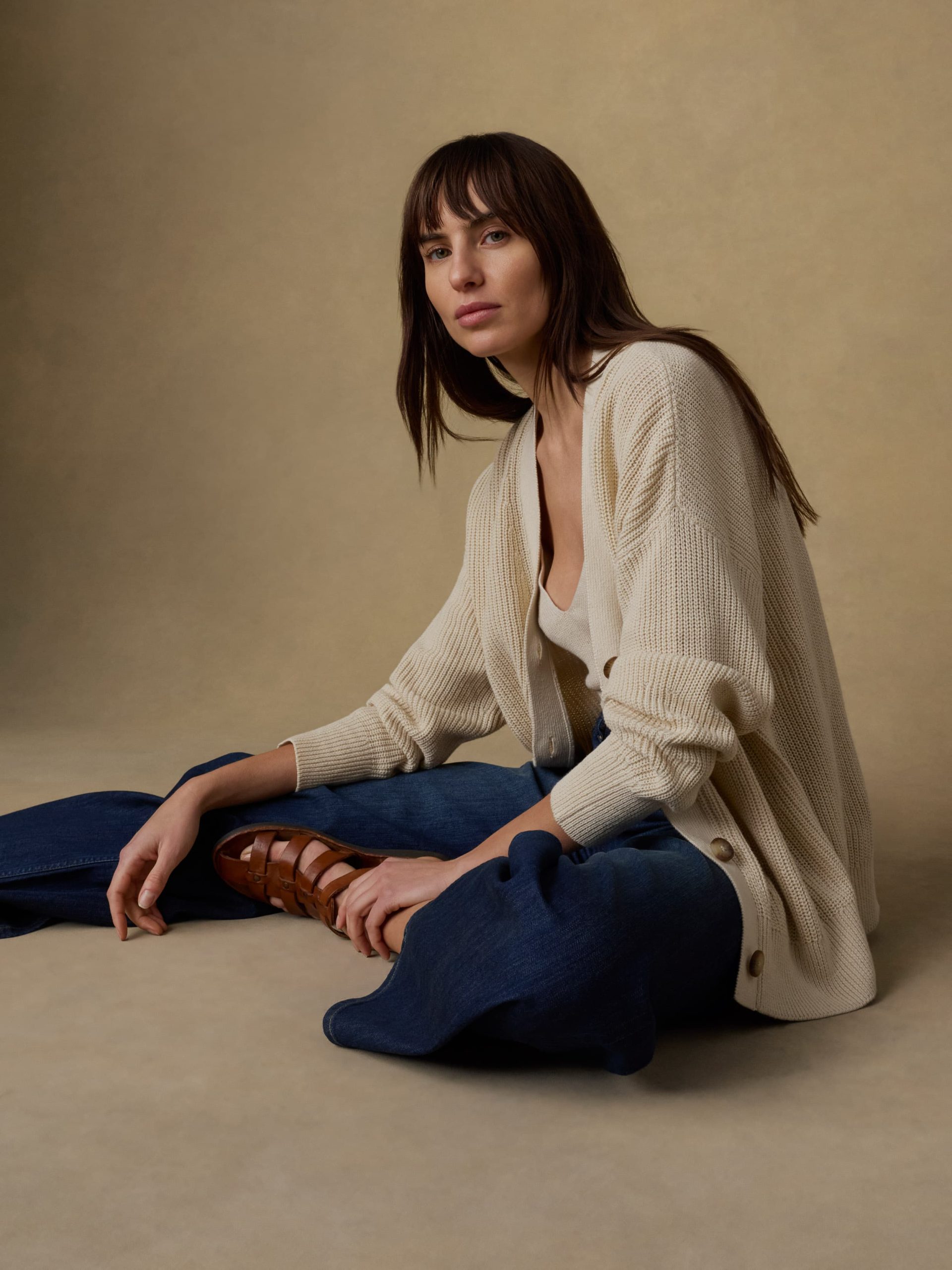 Miramar Linen Relaxed Cardigan - Summer Sand - Image 2