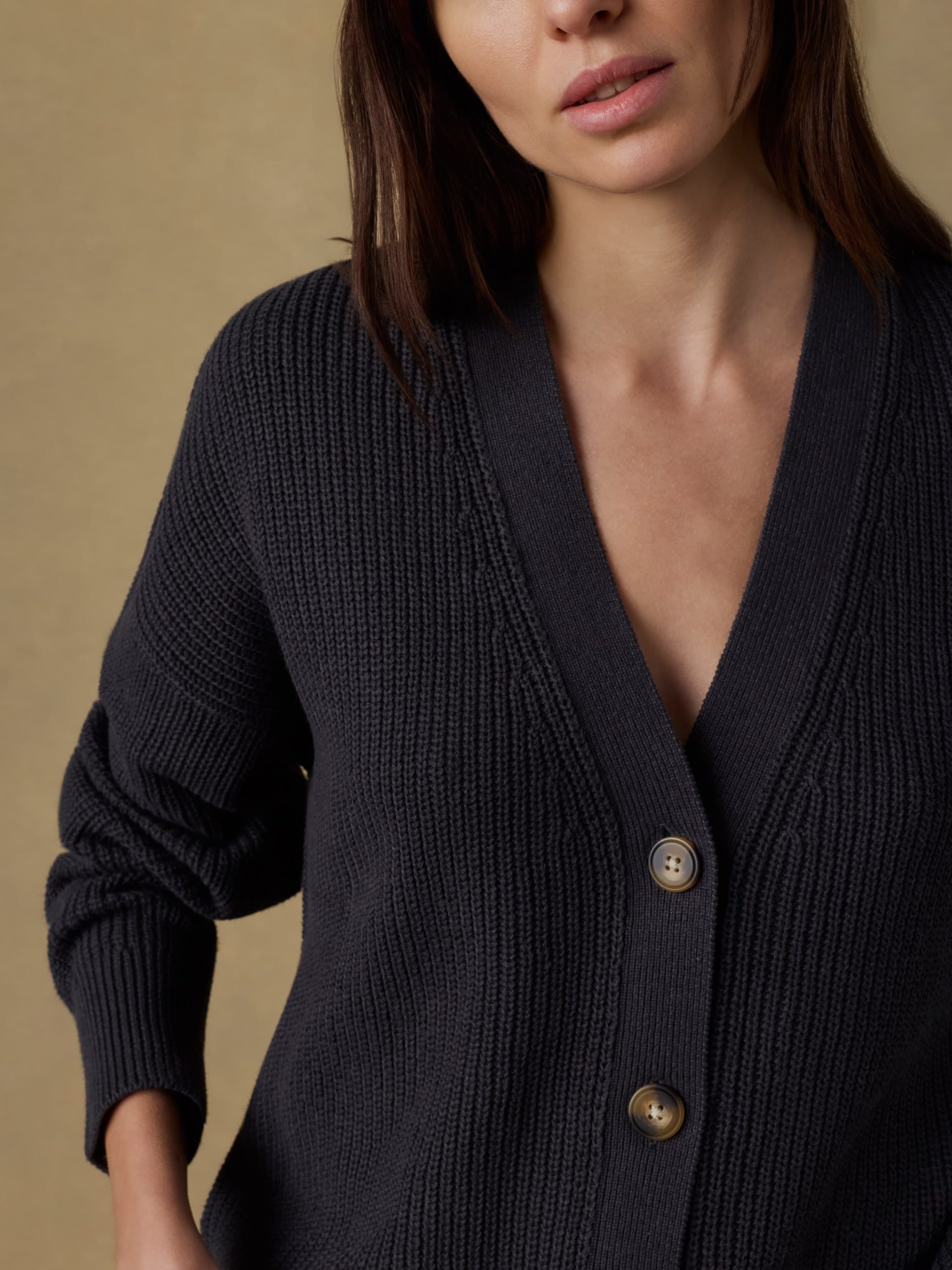 Miramar Linen Relaxed Cardigan - Washed Black - Image 4