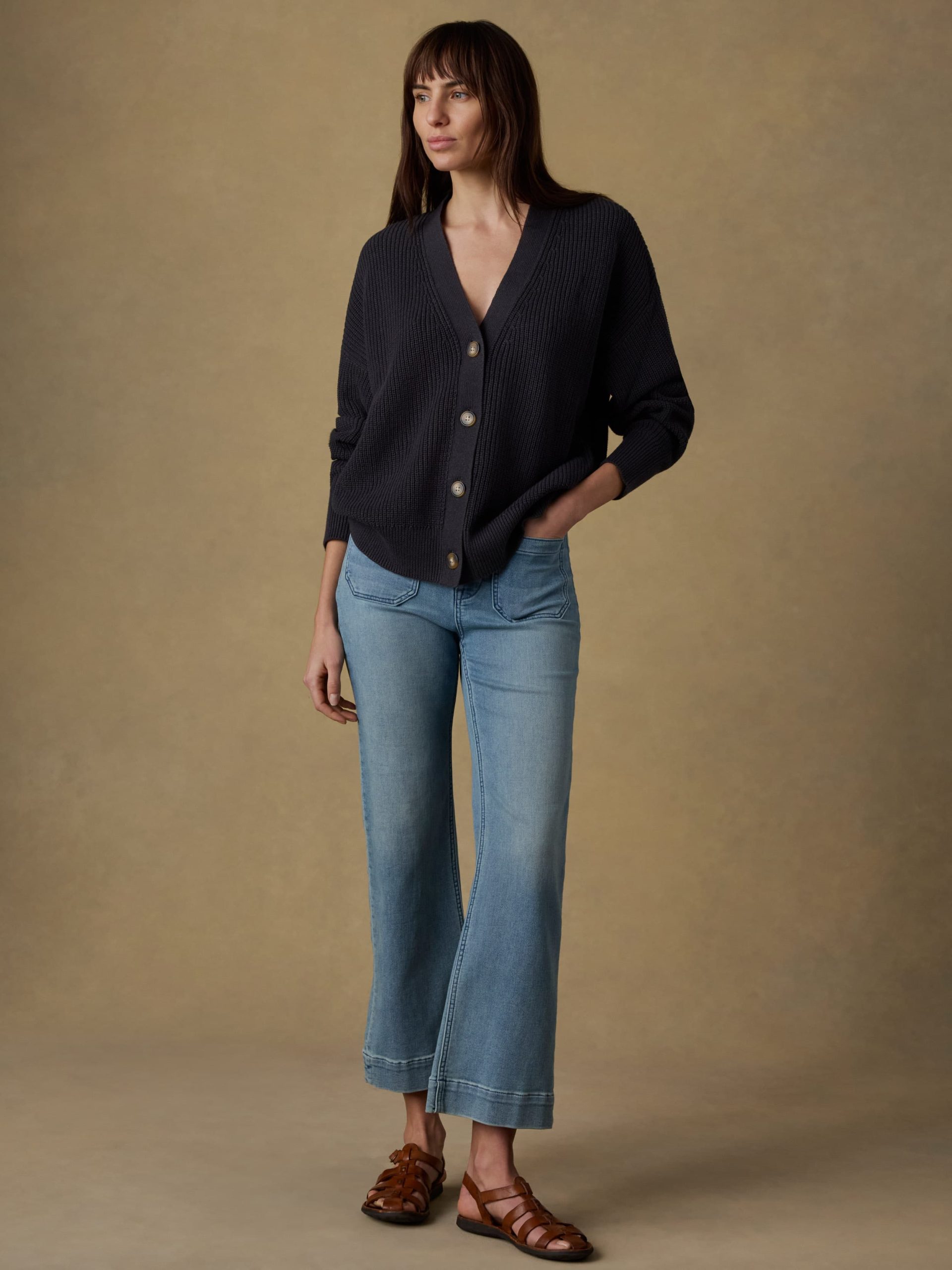 Miramar Linen Relaxed Cardigan - Washed Black - Image 2