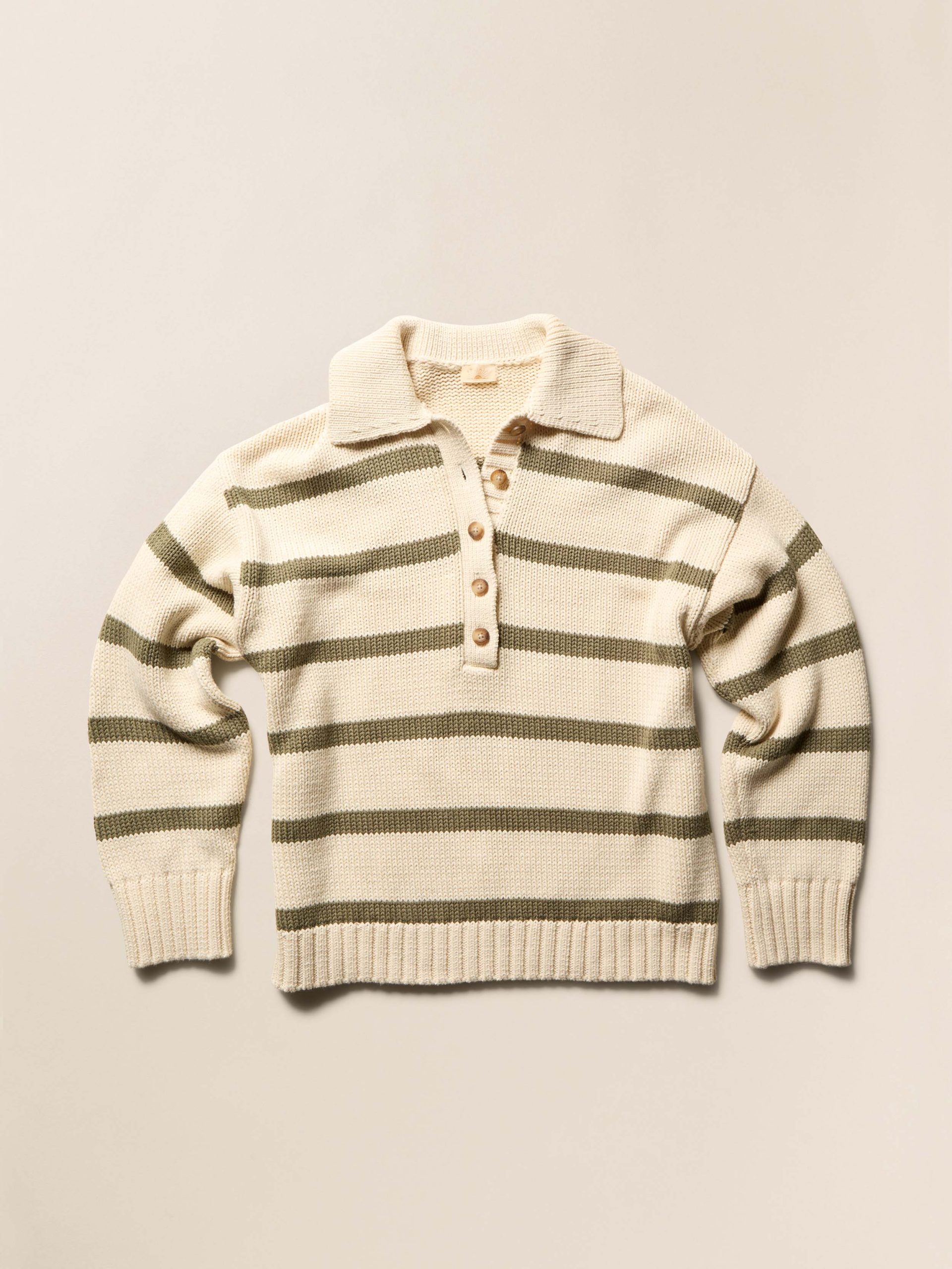 Sunwashed Cotton Polo Sweater - Antique Stripe - Image 6