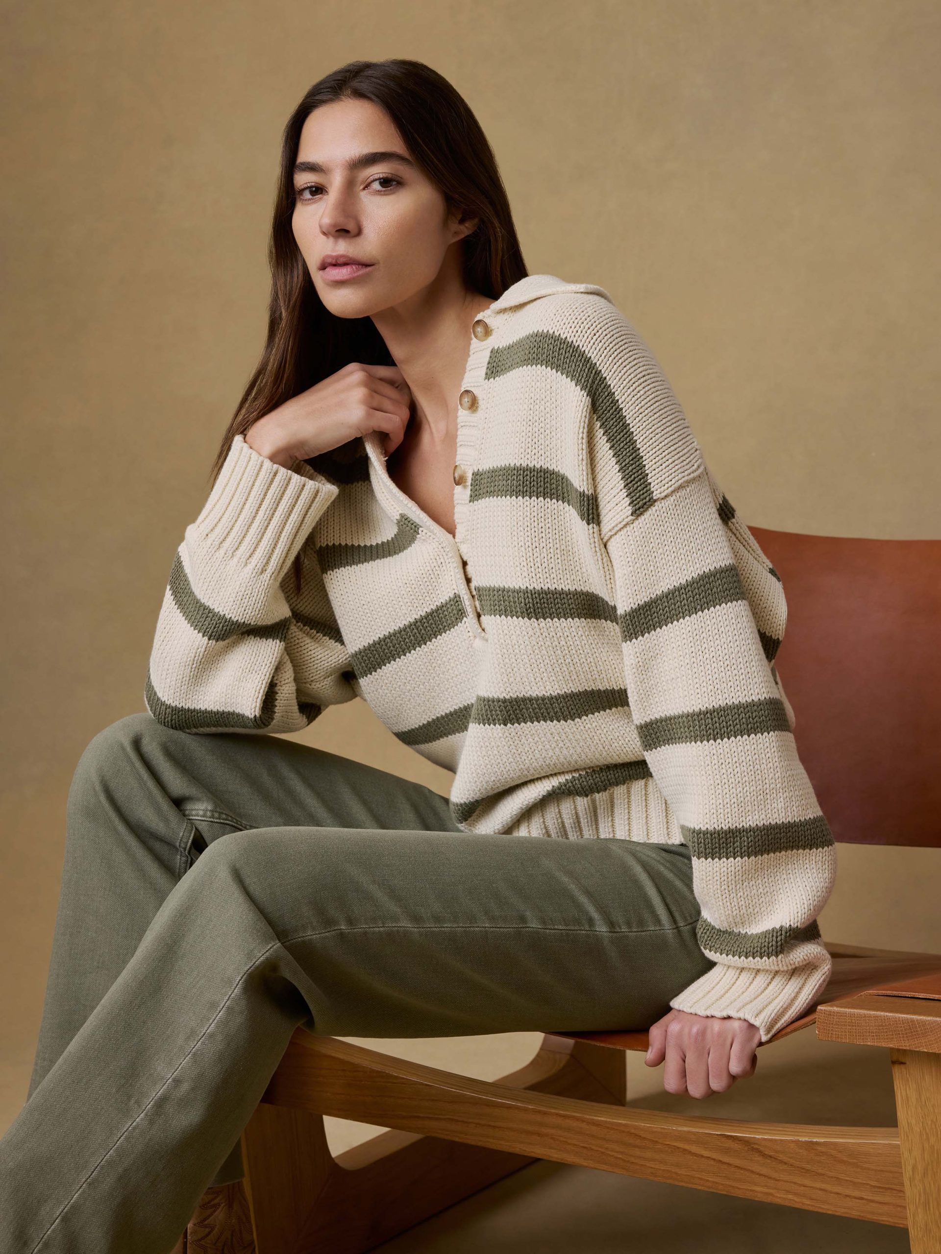 Sunwashed Cotton Polo Sweater - Antique Stripe - Image 4