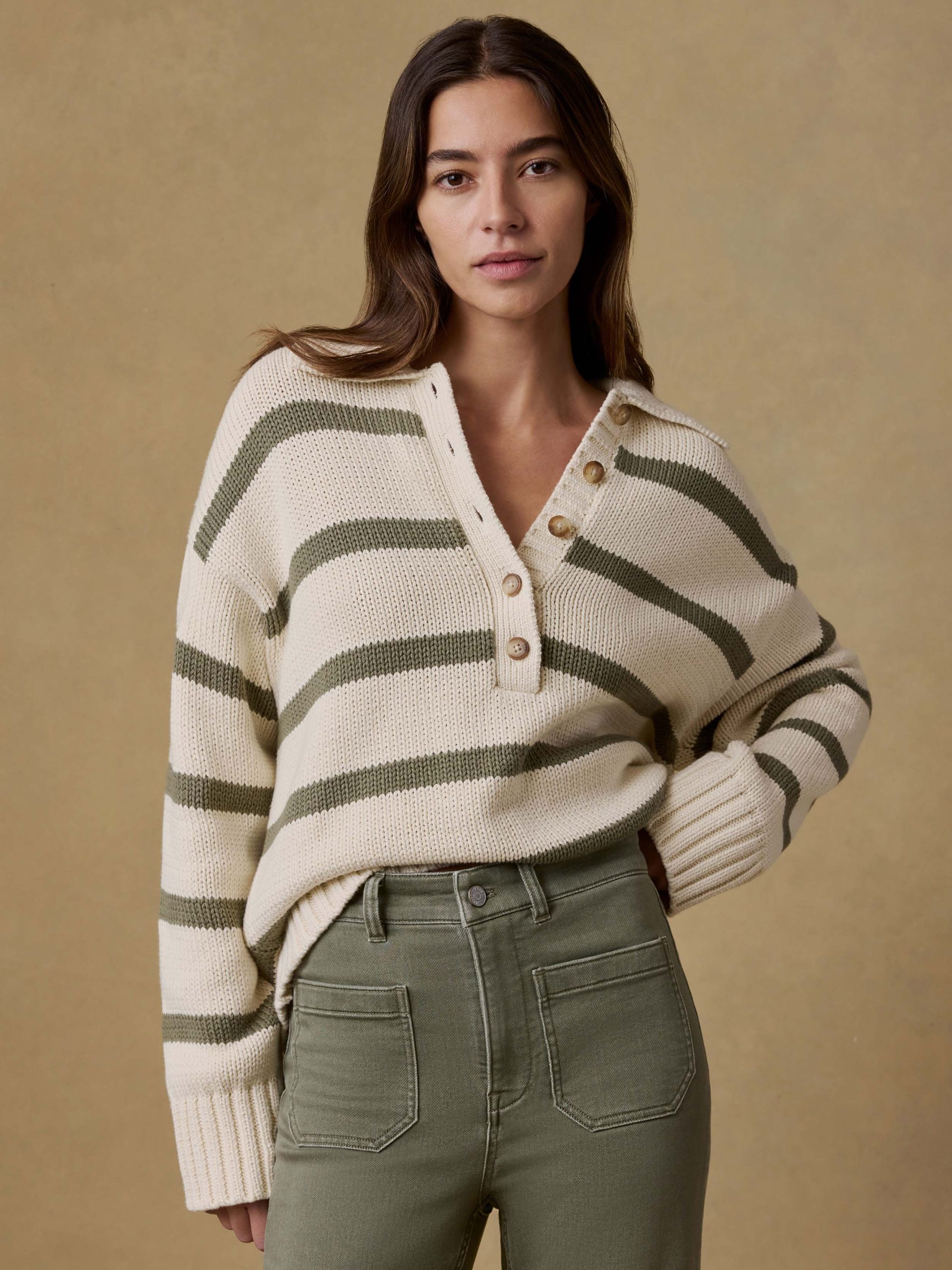 Sunwashed Cotton Polo Sweater - Antique Stripe - Image 2