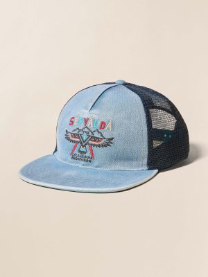 Steven Paul Judd Thunderbird Denim Hat - Light Indigo Wash