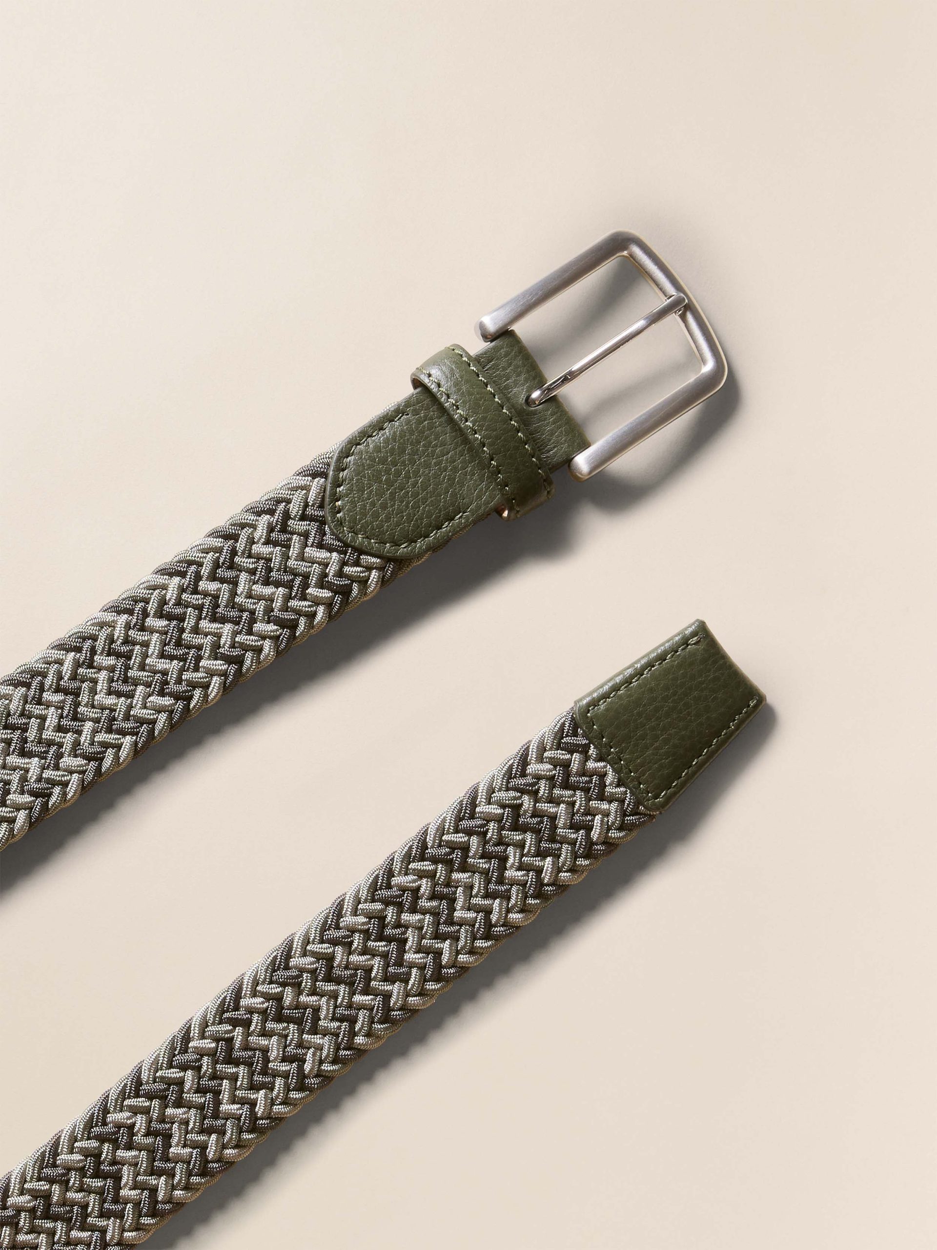 Men's Stretch Woven Belt - Green Multi - Image 2