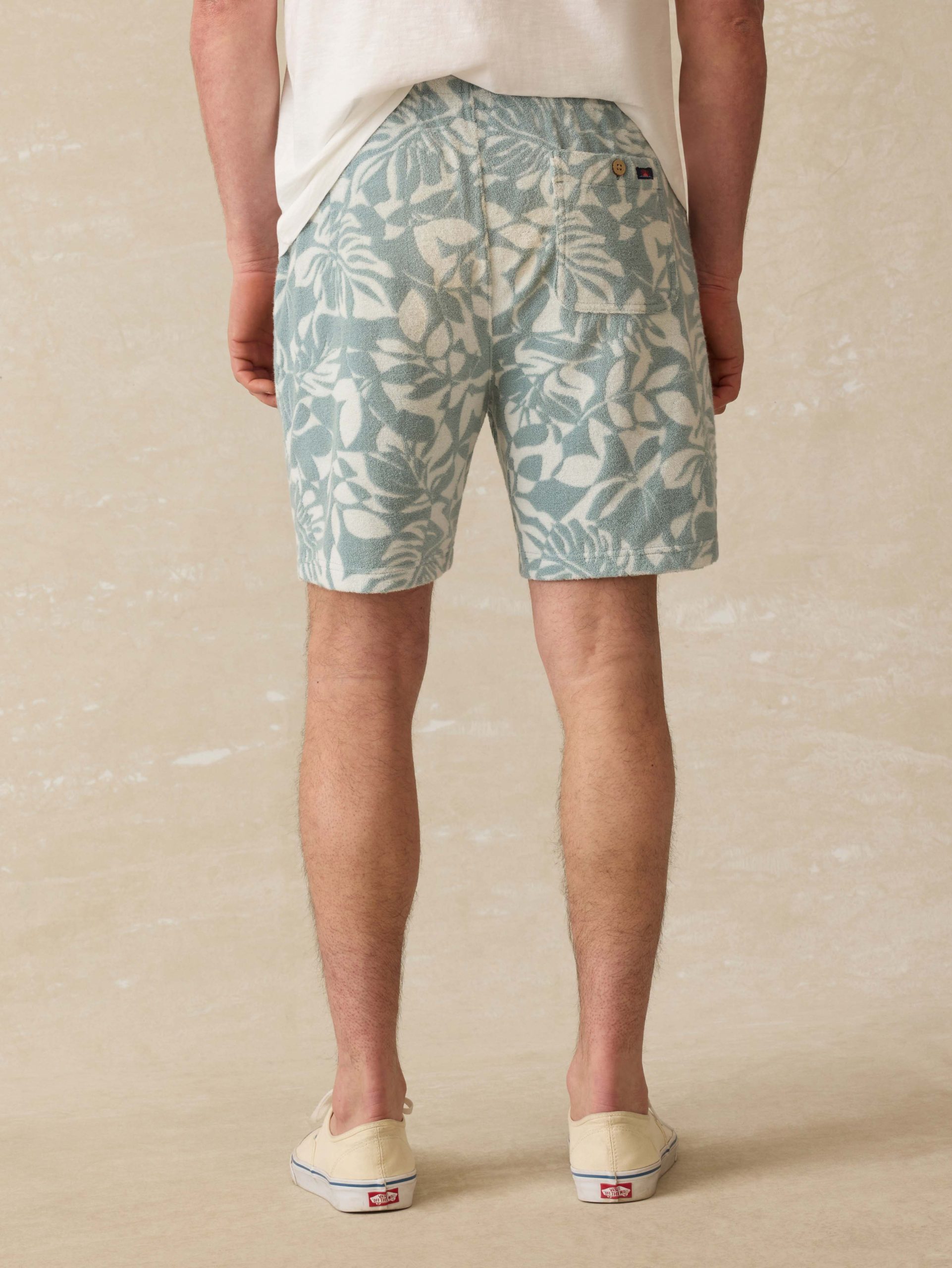 Cabana Towel Terry Sweatshort - Poolside Foliage Teal - Image 3