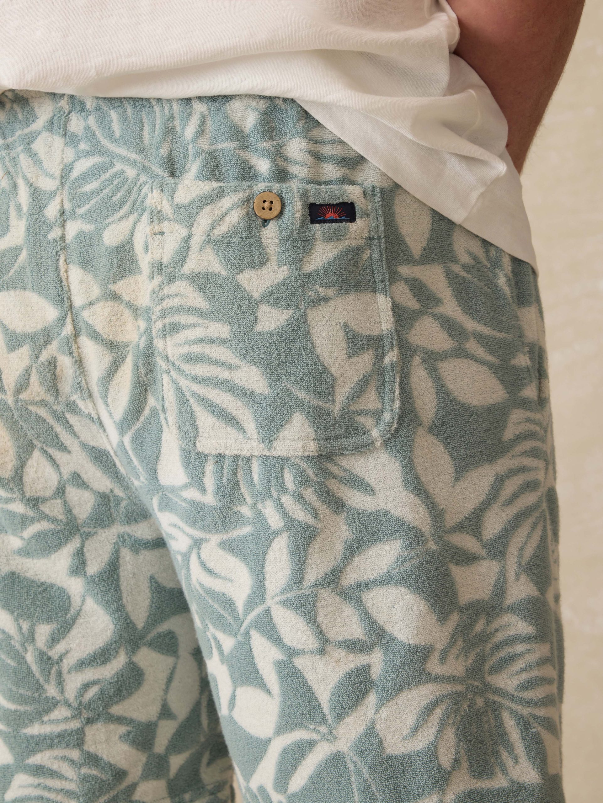 Cabana Towel Terry Sweatshort - Poolside Foliage Teal - Image 2
