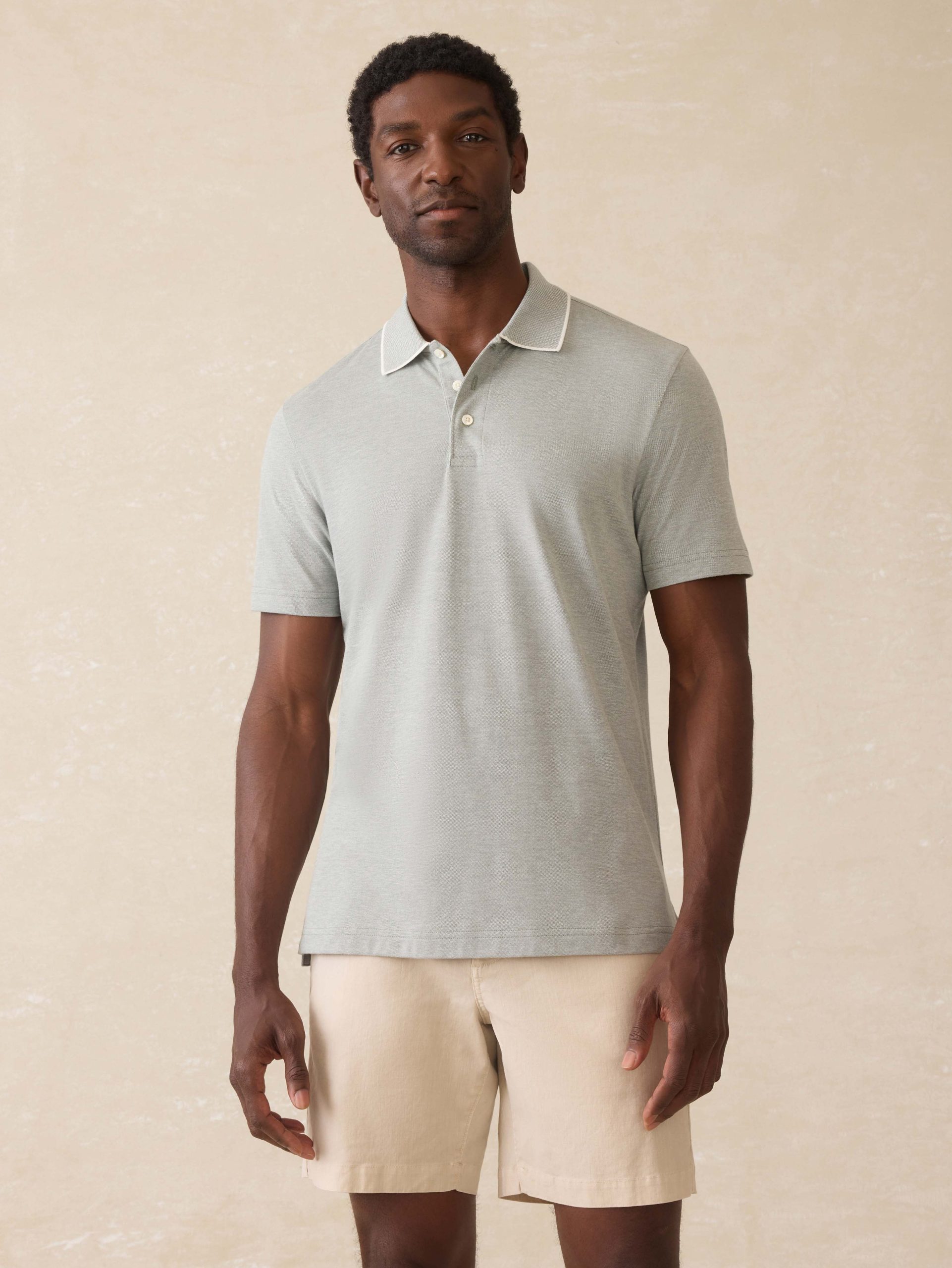 Short-Sleeve Movement? Pique Polo - Moss Stone Melange