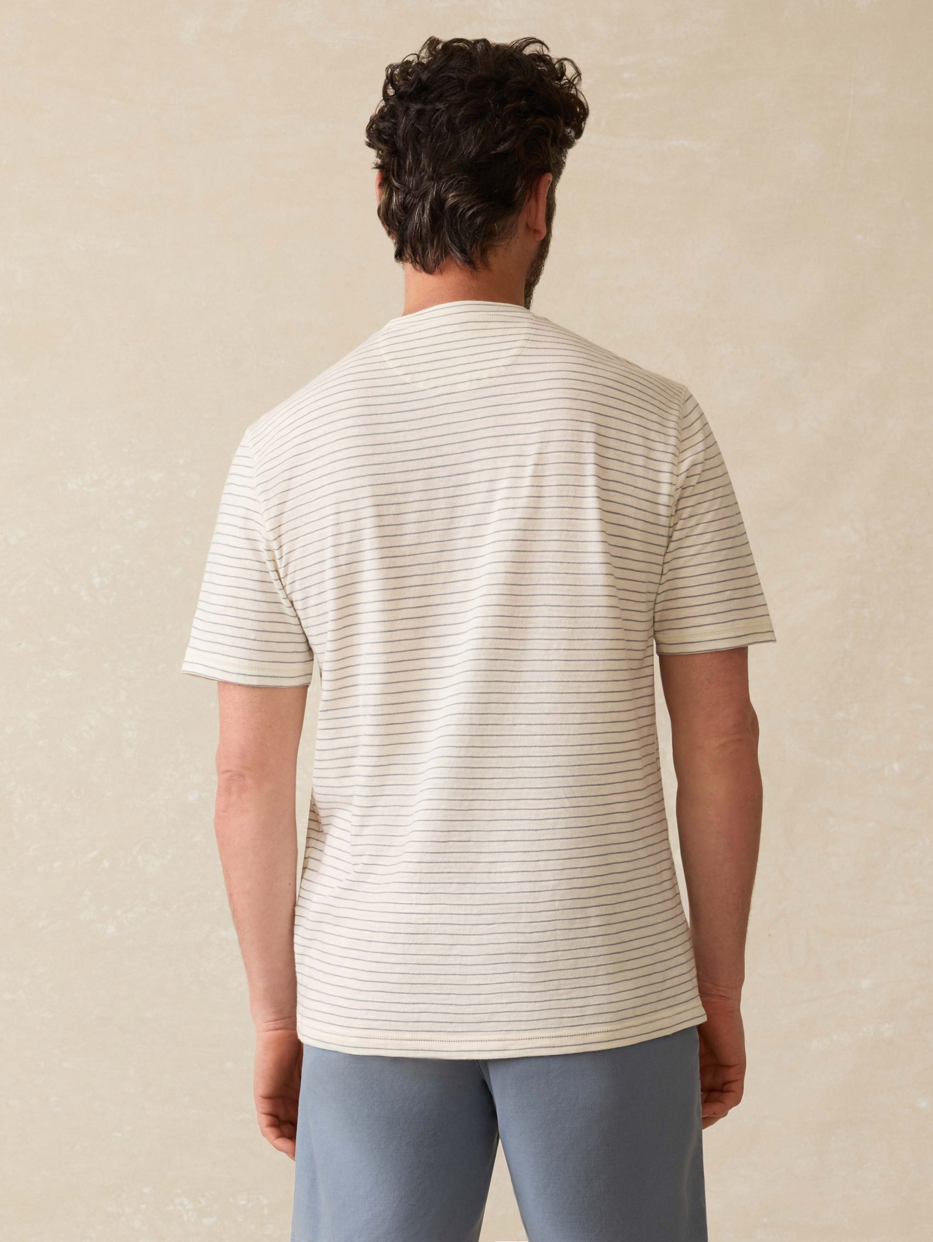 Short-Sleeve Sunwashed Henley - Cream Flint Stripe - Image 4