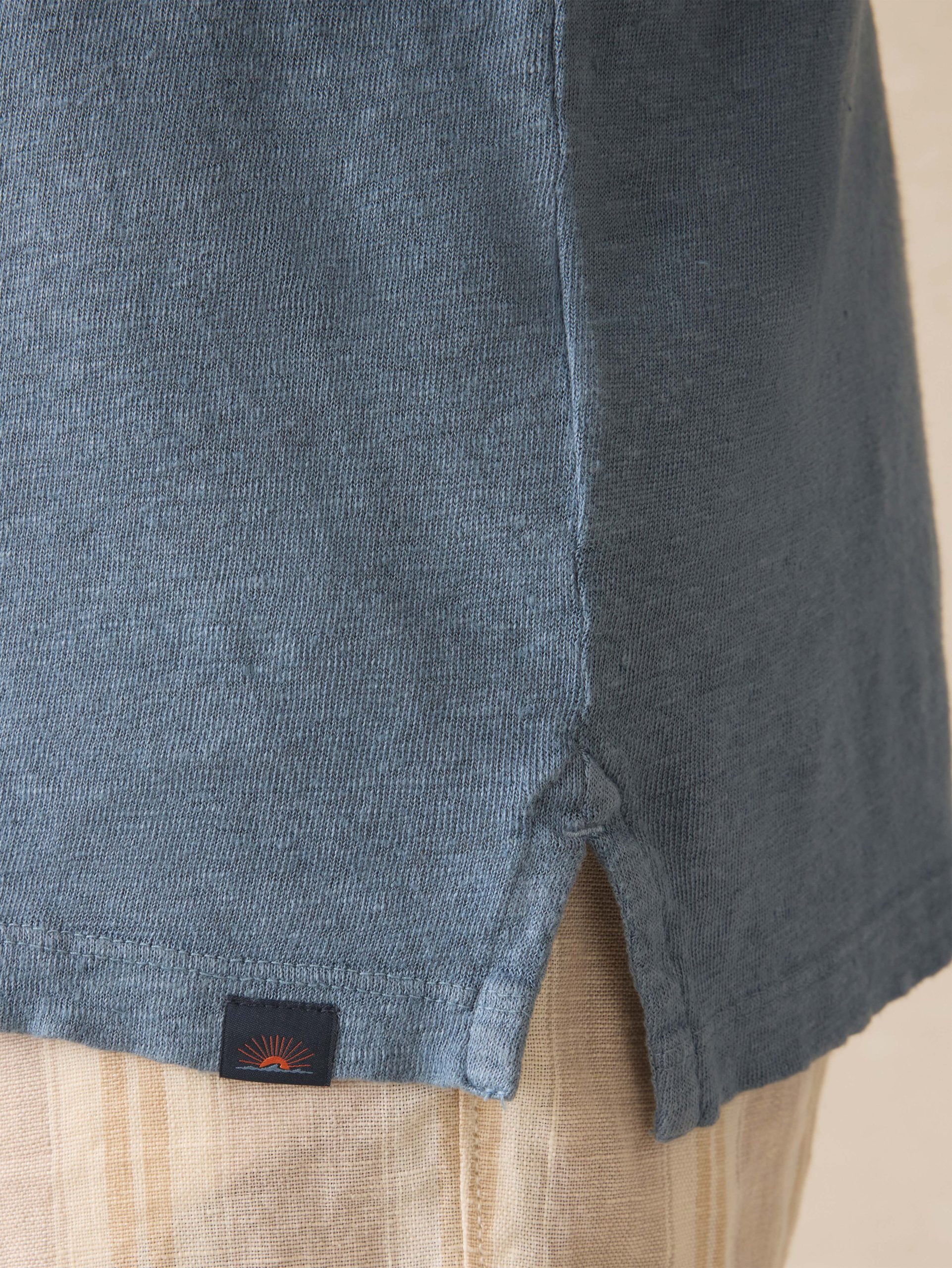 Short-Sleeve Linen Polo - Deep Marine - Image 5