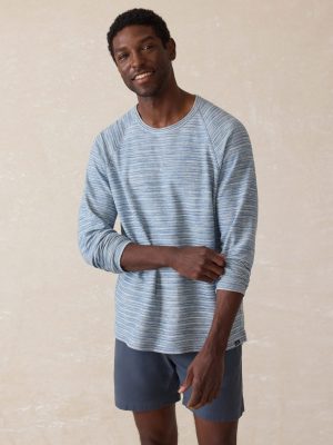 Indigo Crew Sweatshirt - Indigo Waterway Stripe