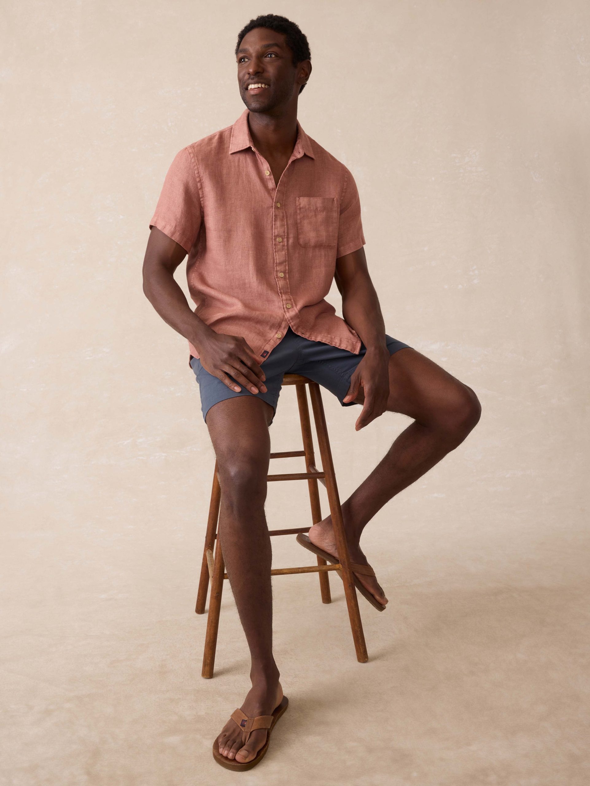 Short Sleeve Palma Linen Shirt - Cedar Rose - Image 2