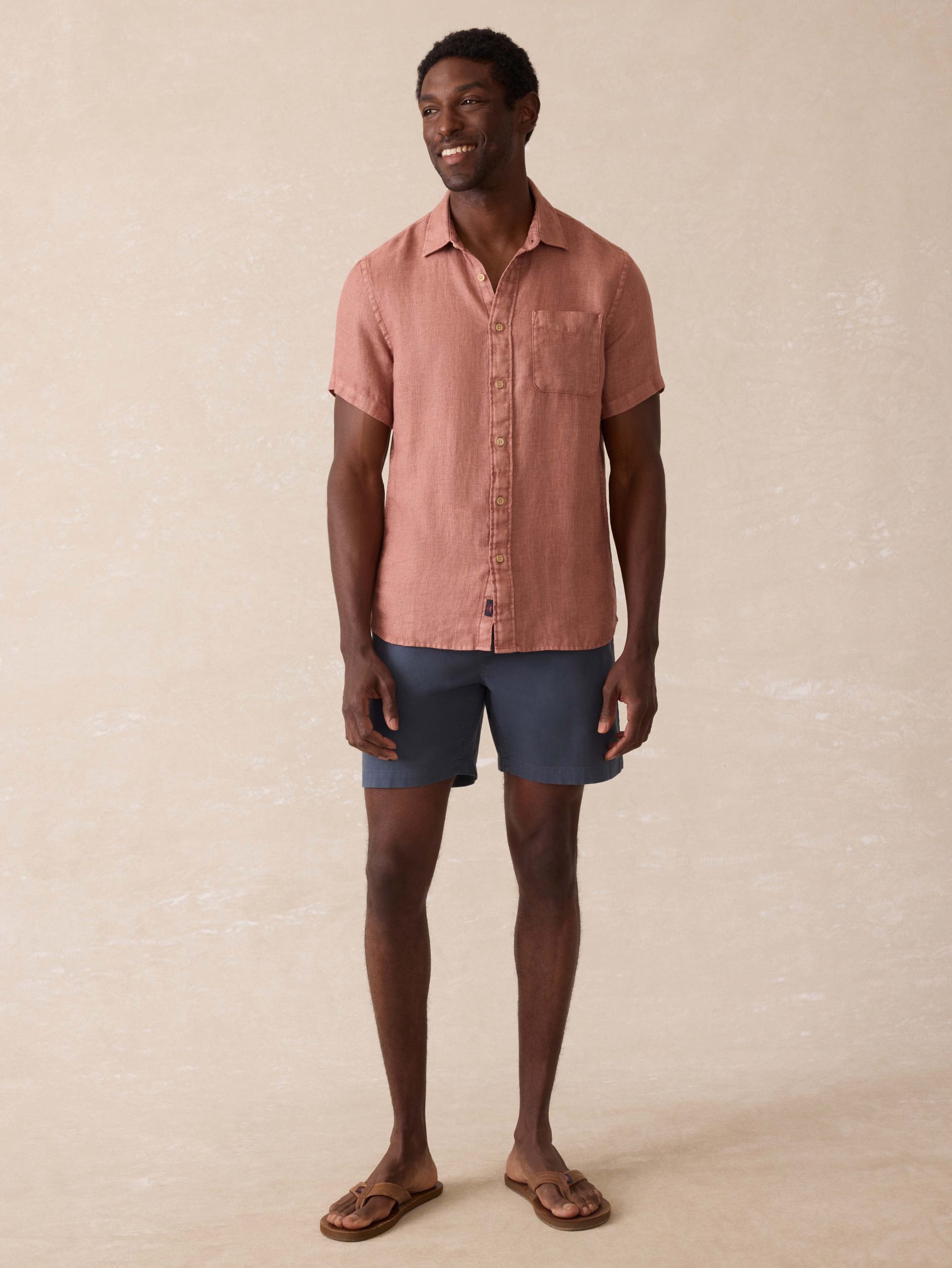 Short Sleeve Palma Linen Shirt - Cedar Rose - Image 4