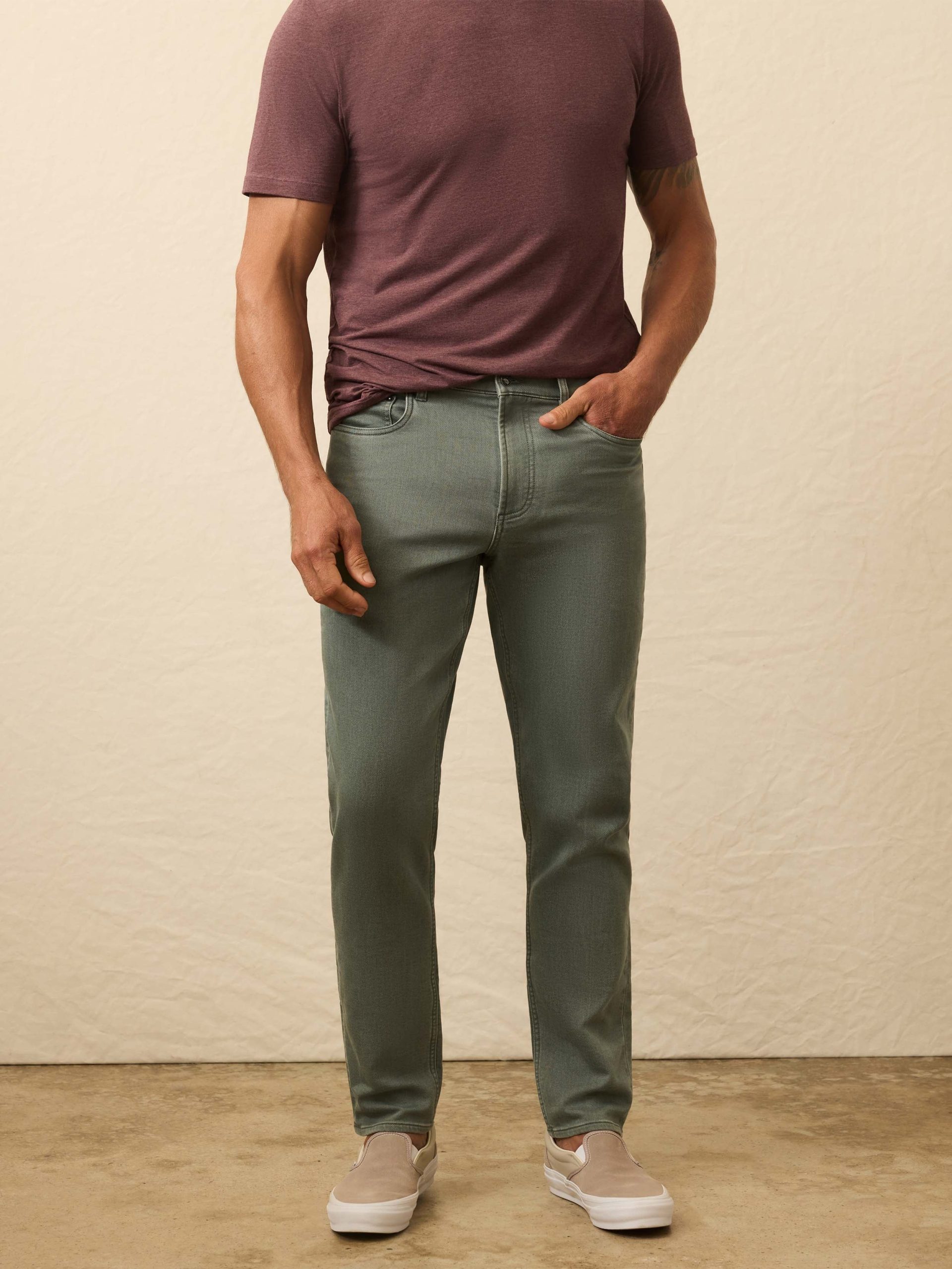 Stretch Terry 5-Pocket Pant - Stormy Seas