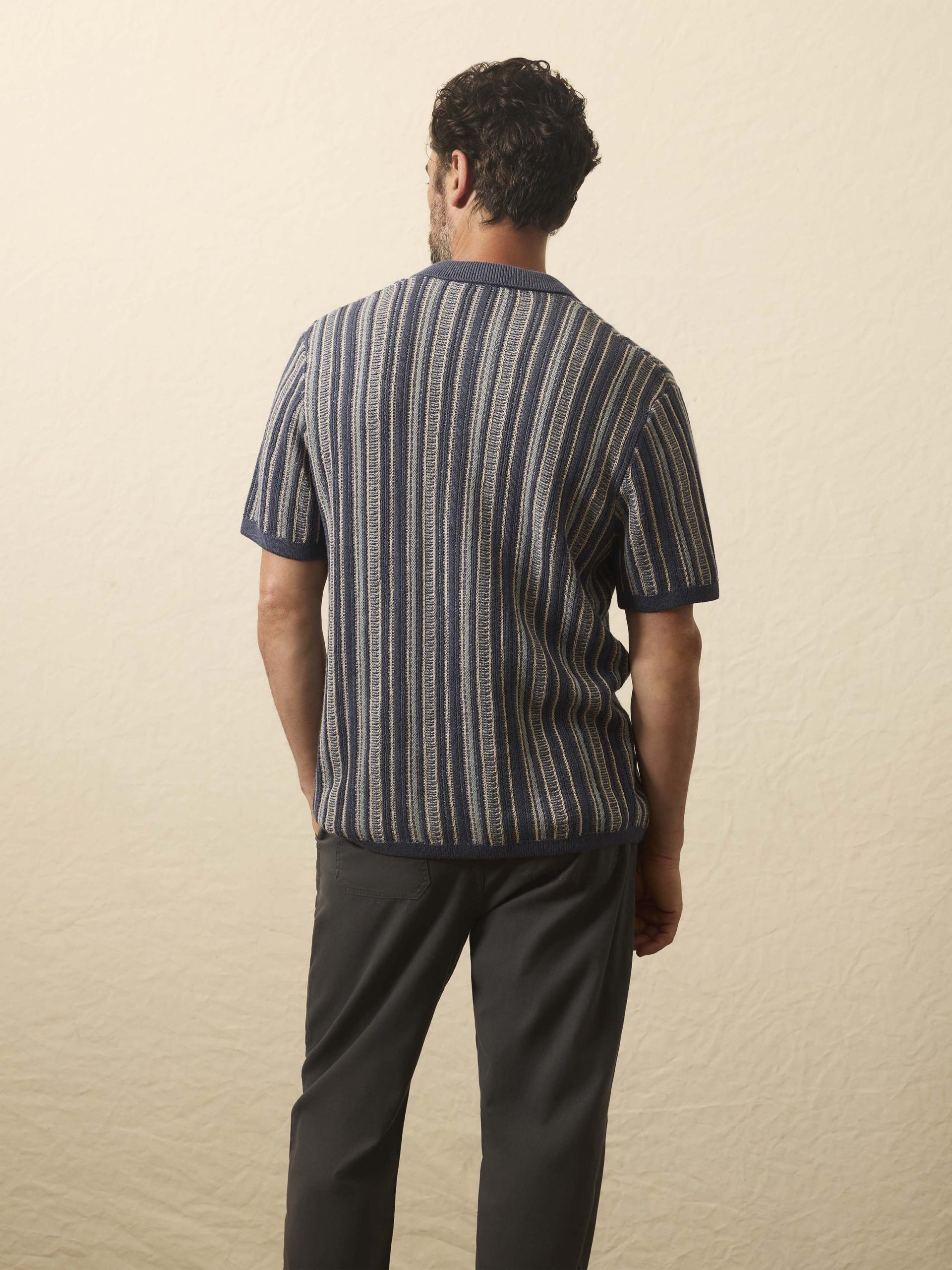 Short-Sleeve Sweater Shirt - River Cliffs Stripe - Image 5