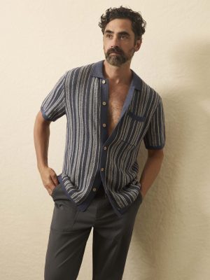 Short-Sleeve Sweater Shirt - River Cliffs Stripe