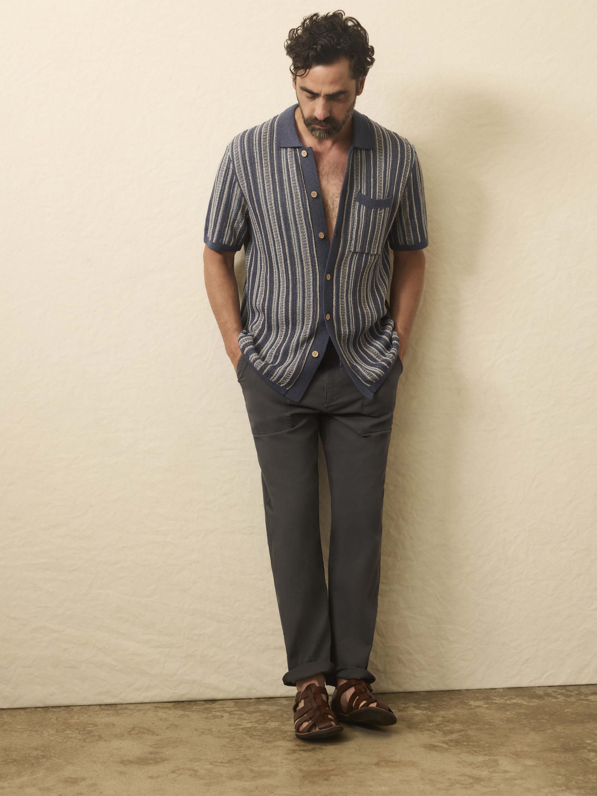 Short-Sleeve Sweater Shirt - River Cliffs Stripe - Image 3
