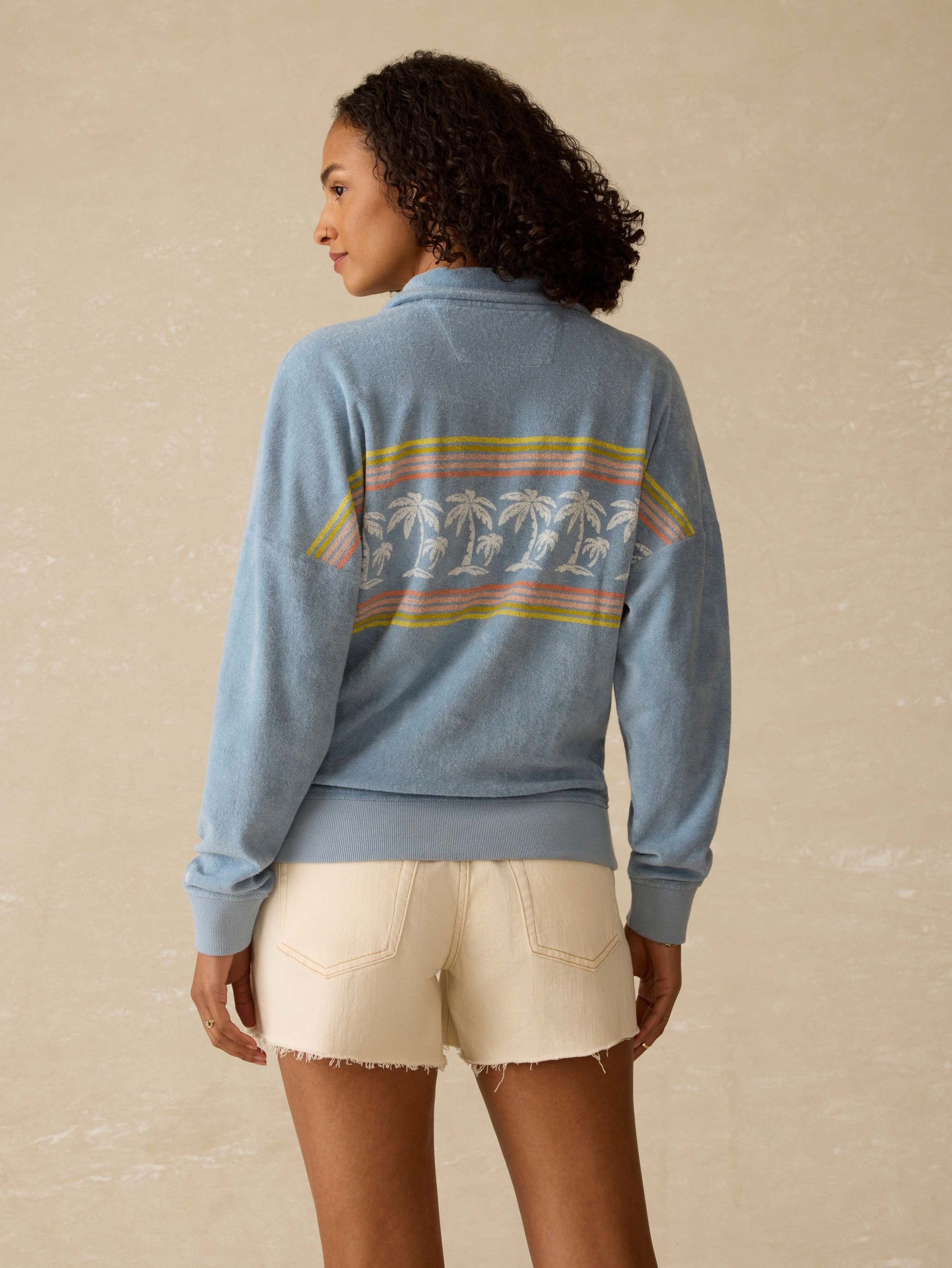 Cabana Towel Terry Quarter Zip - Palm Rainbow Beach - Image 2