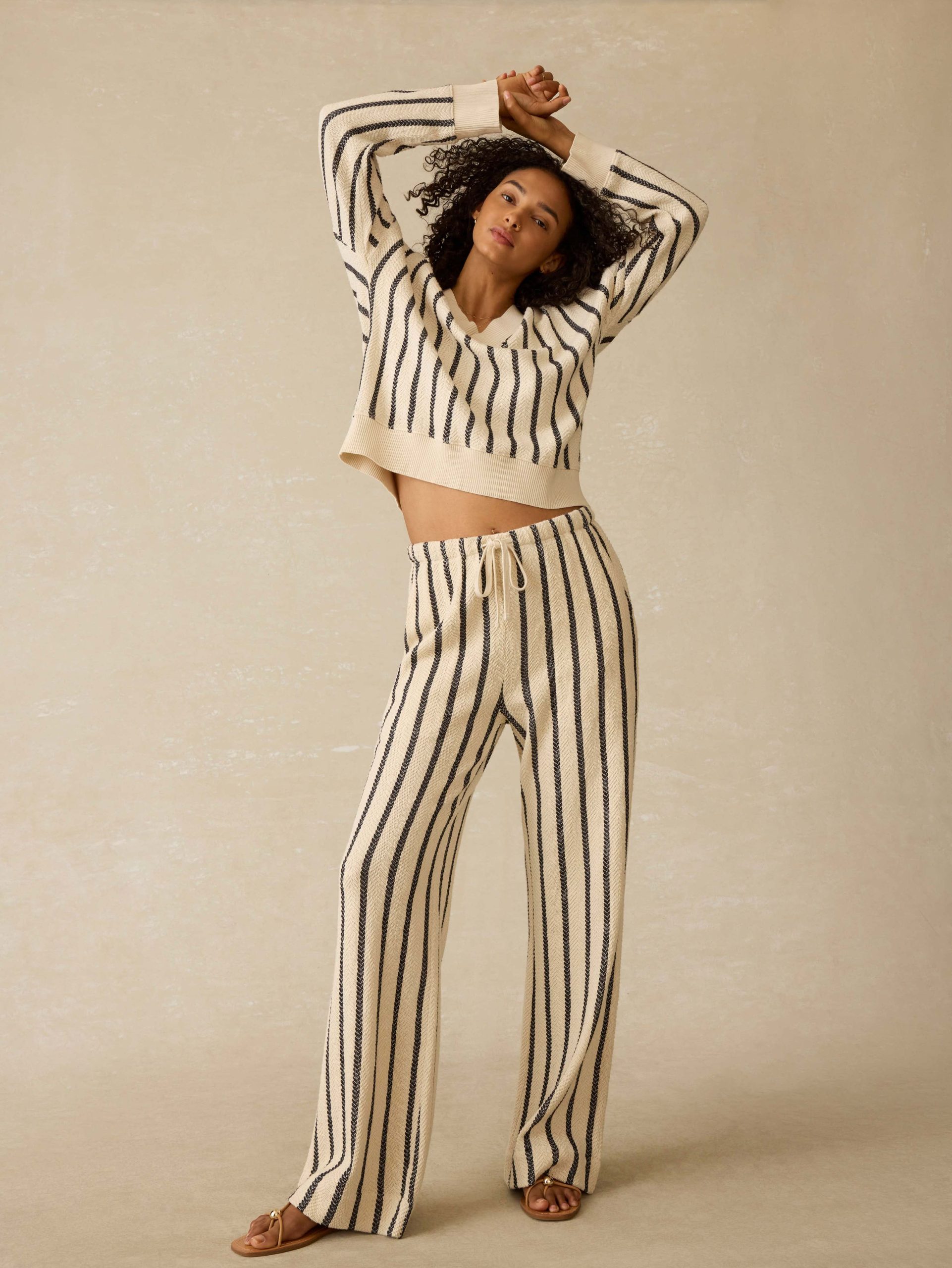 Dockside V-Neck Sweatshirt - Moon Shadow Stripe - Image 3
