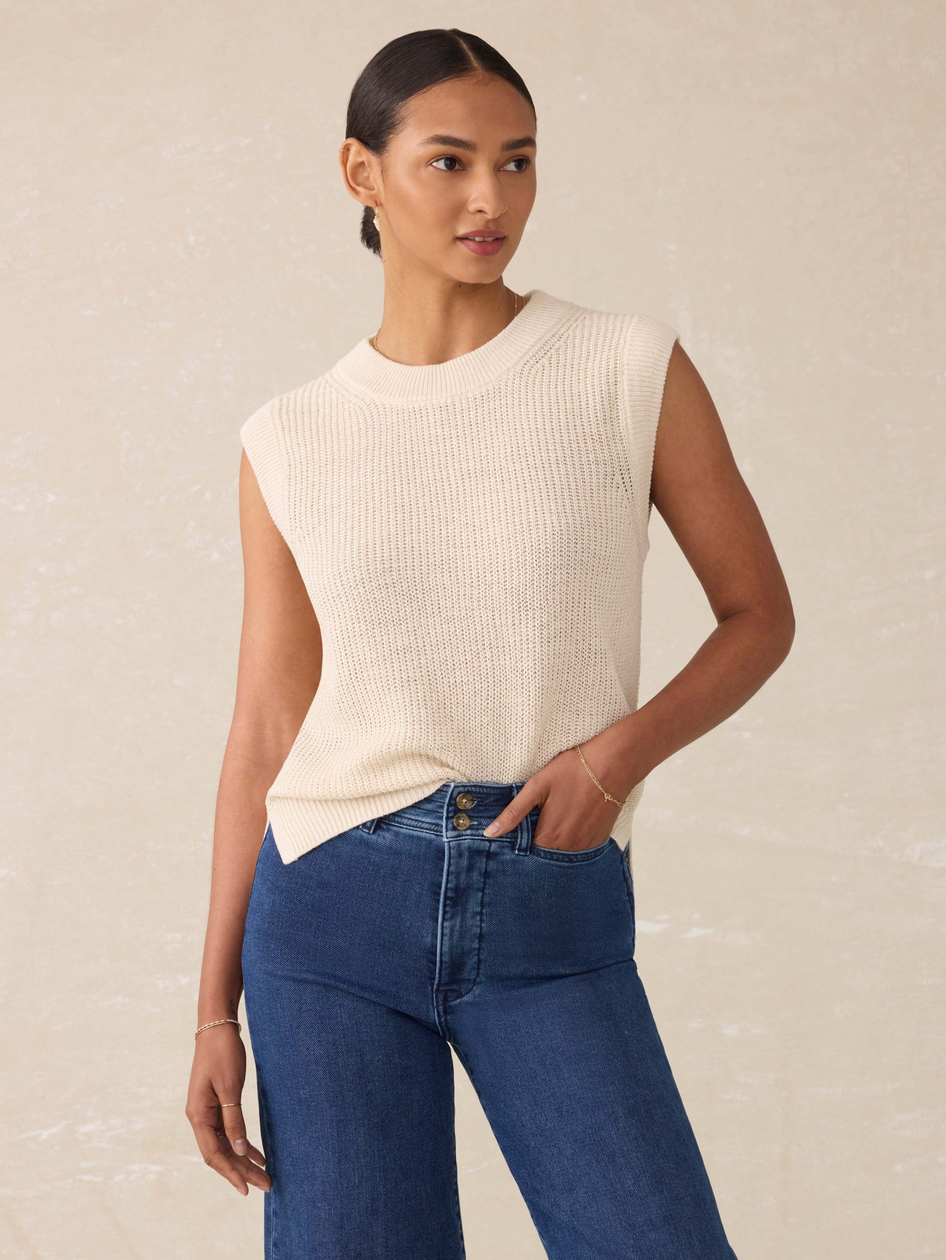 Miramar Linen Sweater Tank - Summer Sand - Image 3