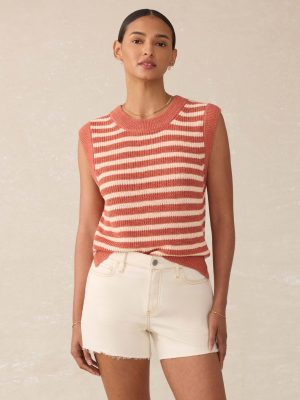 Miramar Linen Sweater Tank - Sandstone Stripe