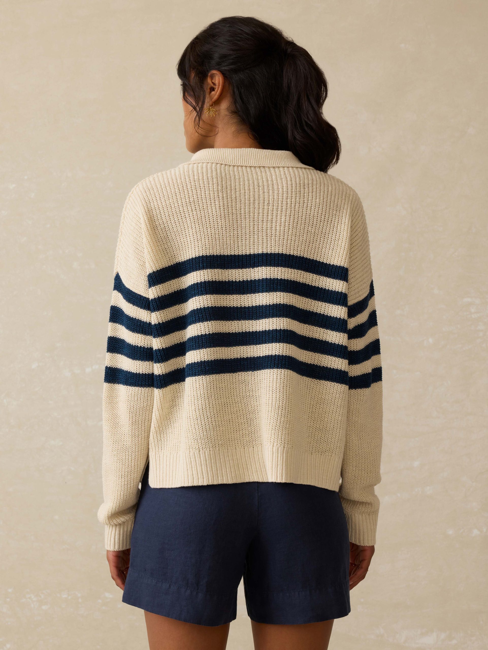 Miramar Linen Polo Sweater - Ocean Ties Stripe - Image 4
