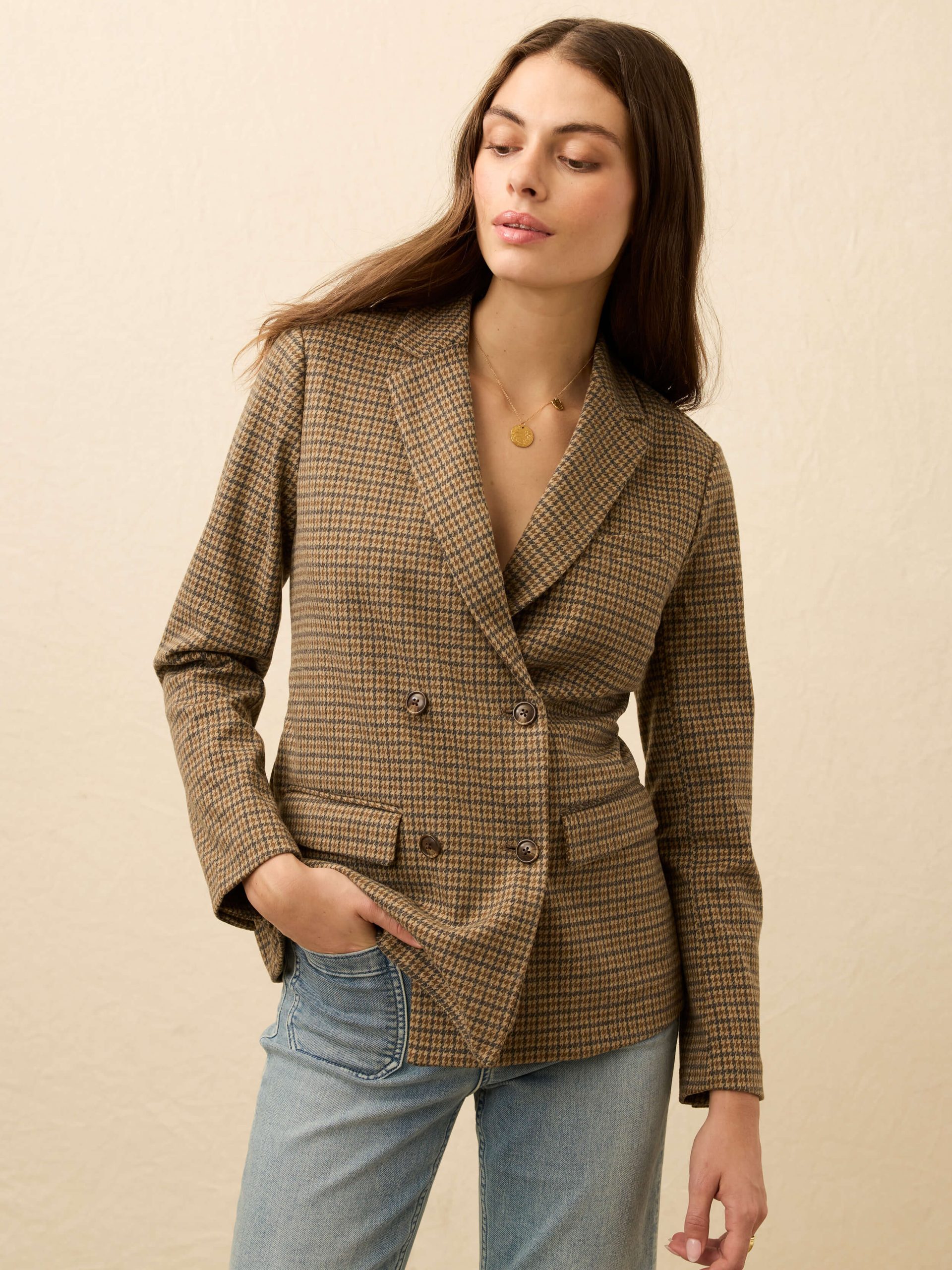 Inlet Knit Double Breasted Blazer - Rockhill Houndstooth - Image 4